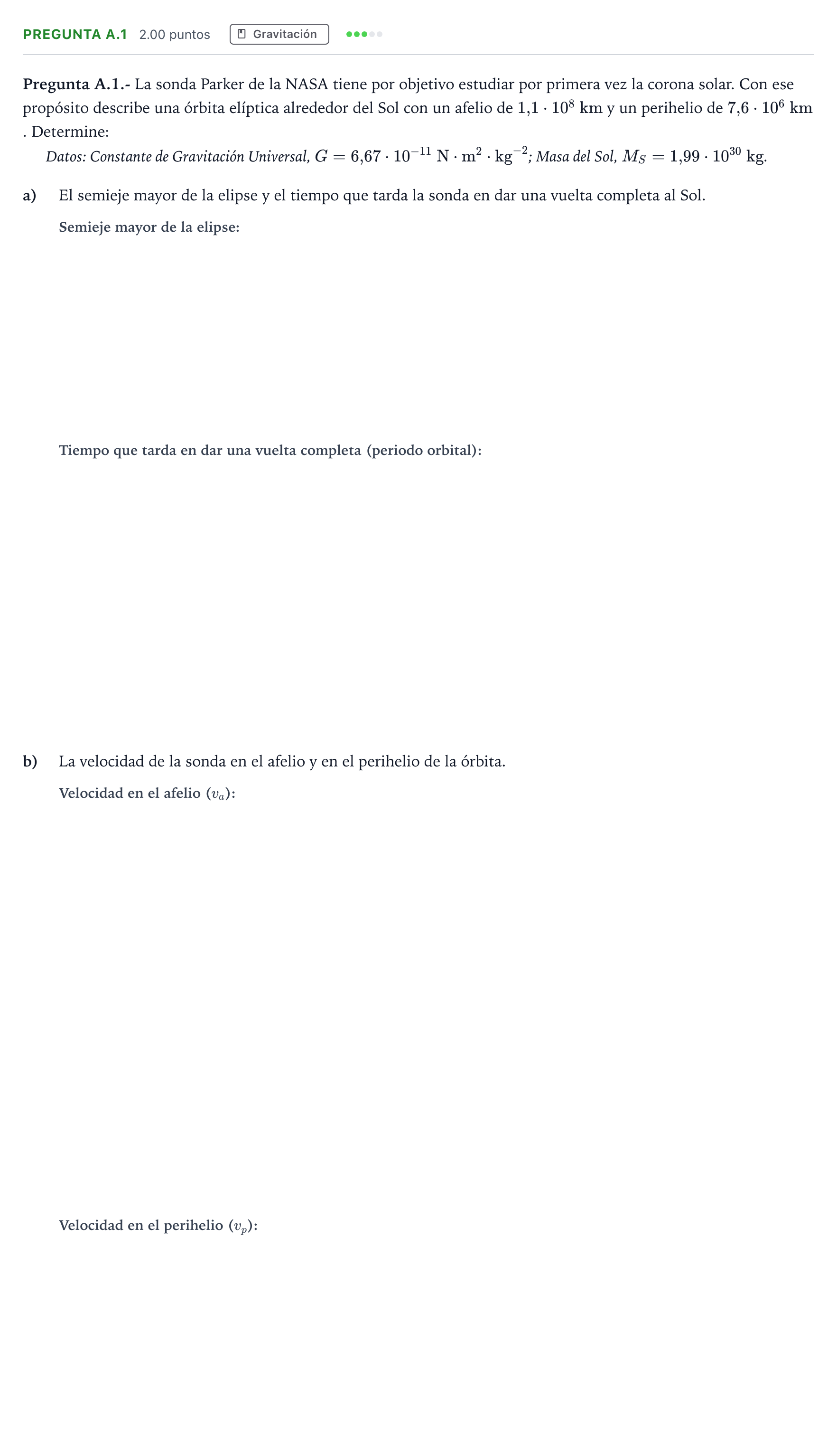 Enunciado: Pregunta A.1 · Física PAU Madrid Modelo 2024