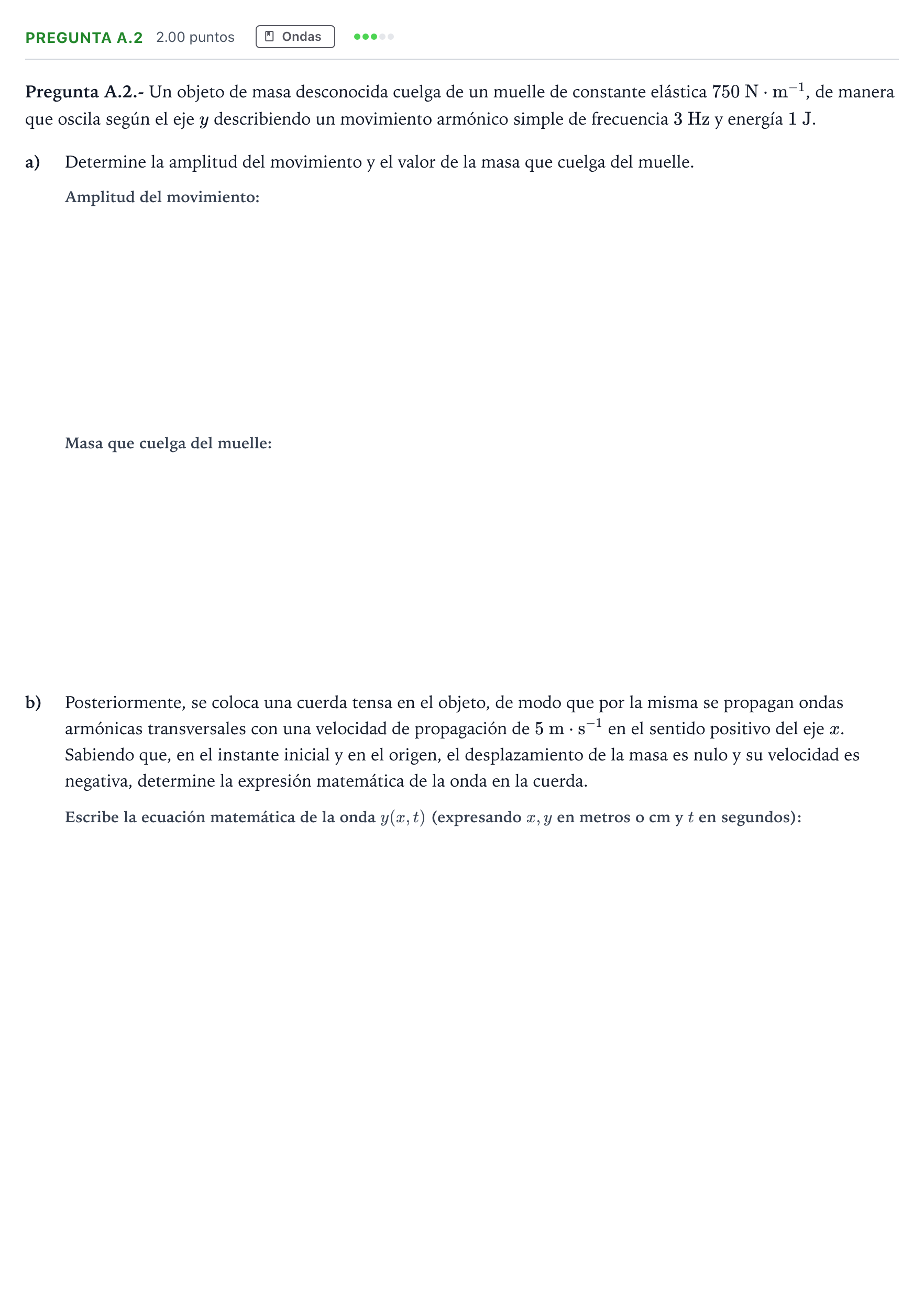 Enunciado: Pregunta A.2 · Física PAU Madrid Modelo 2024