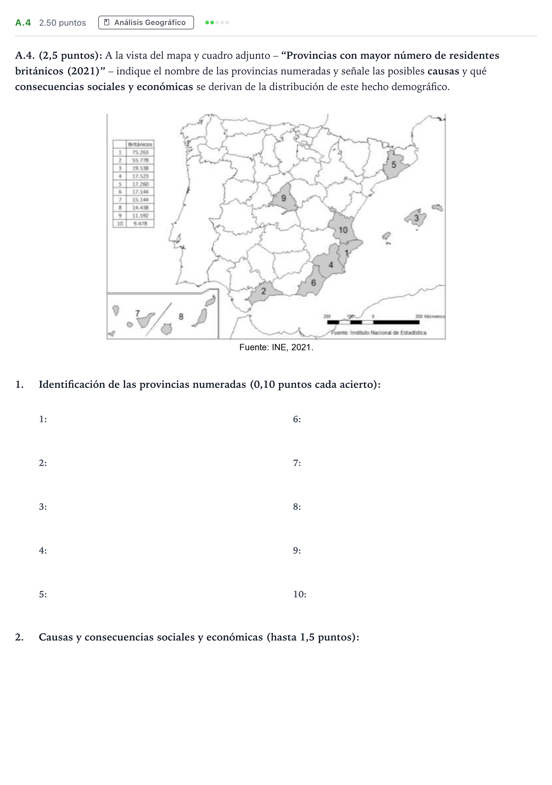 Enunciado: Ejercicio A.4 · Geografía PAU Madrid Extraordinaria 2024