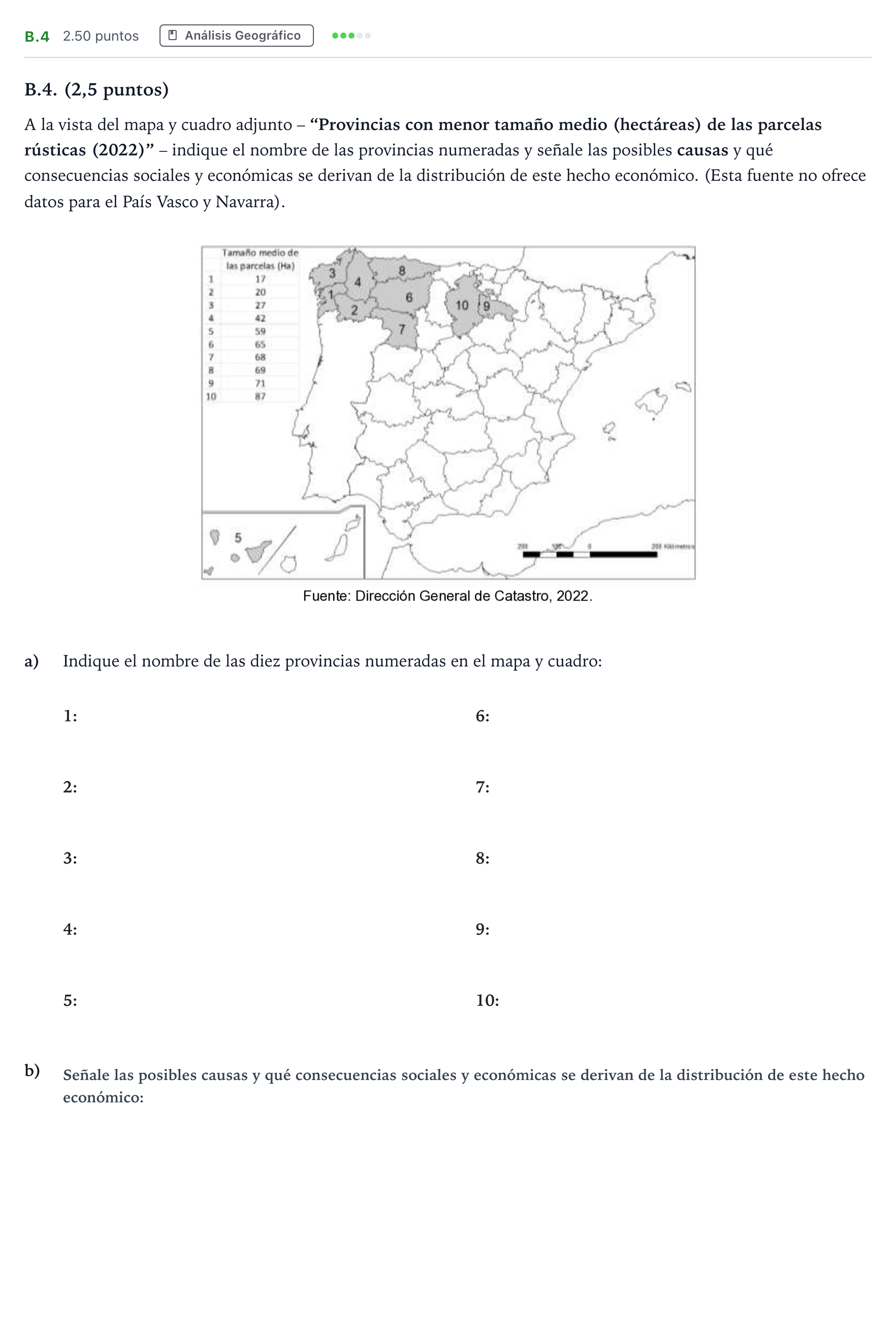 Enunciado: Ejercicio B.4 · Geografía PAU Madrid Extraordinaria 2024