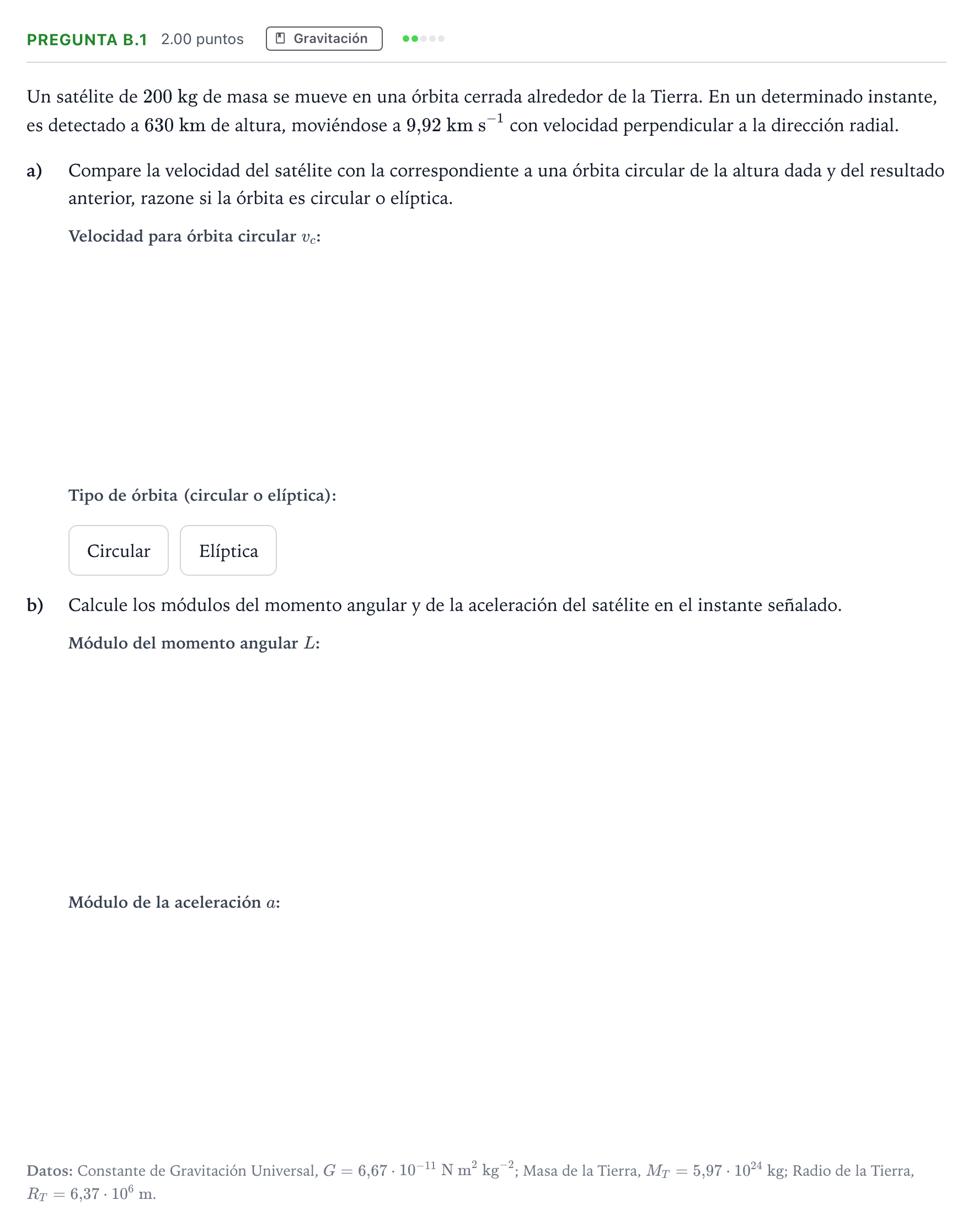 Enunciado: Pregunta B.1 · Física PAU Madrid Ordinaria 2024
