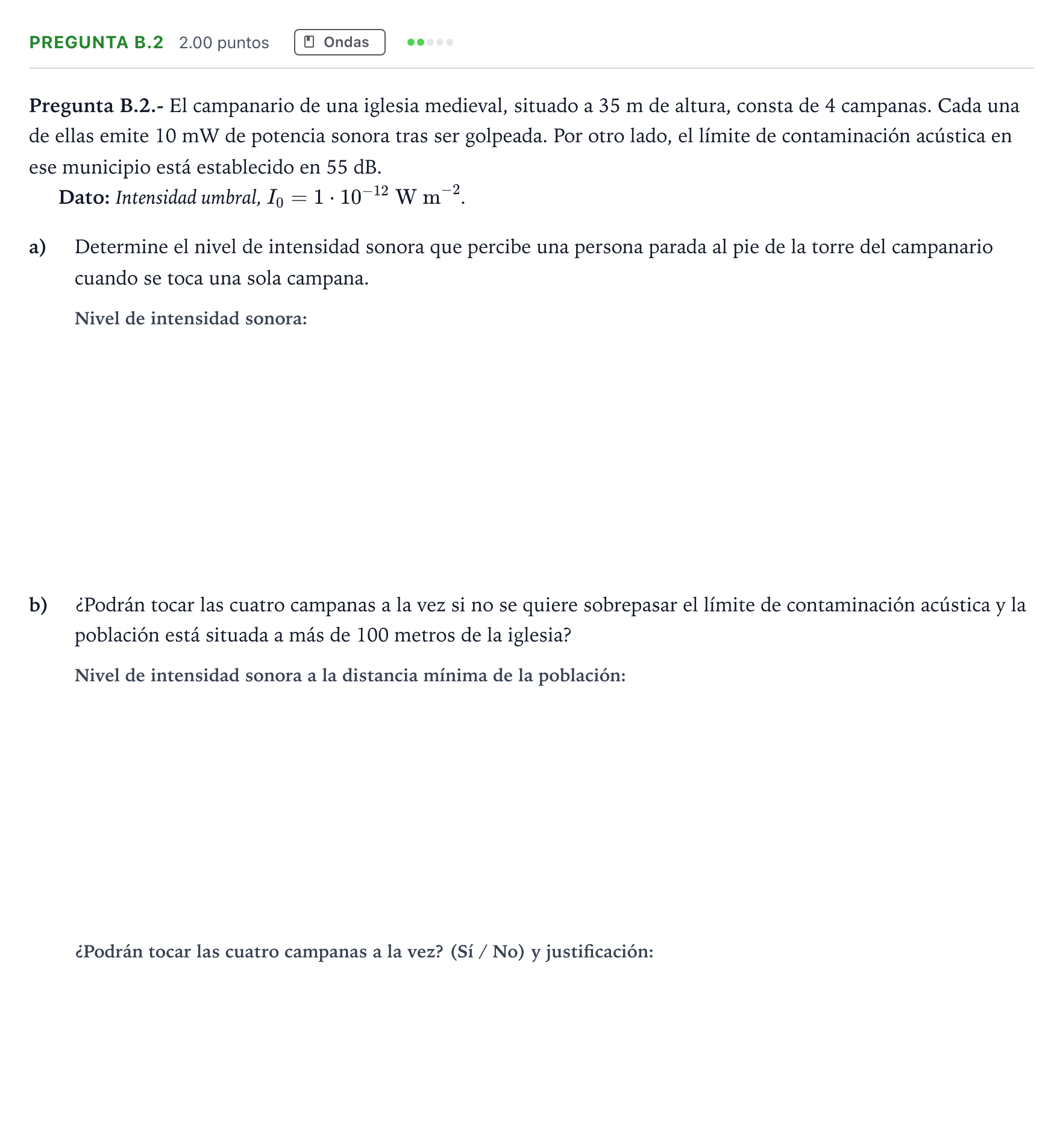 Enunciado: Pregunta B.2 · Física PAU Madrid Ordinaria 2024