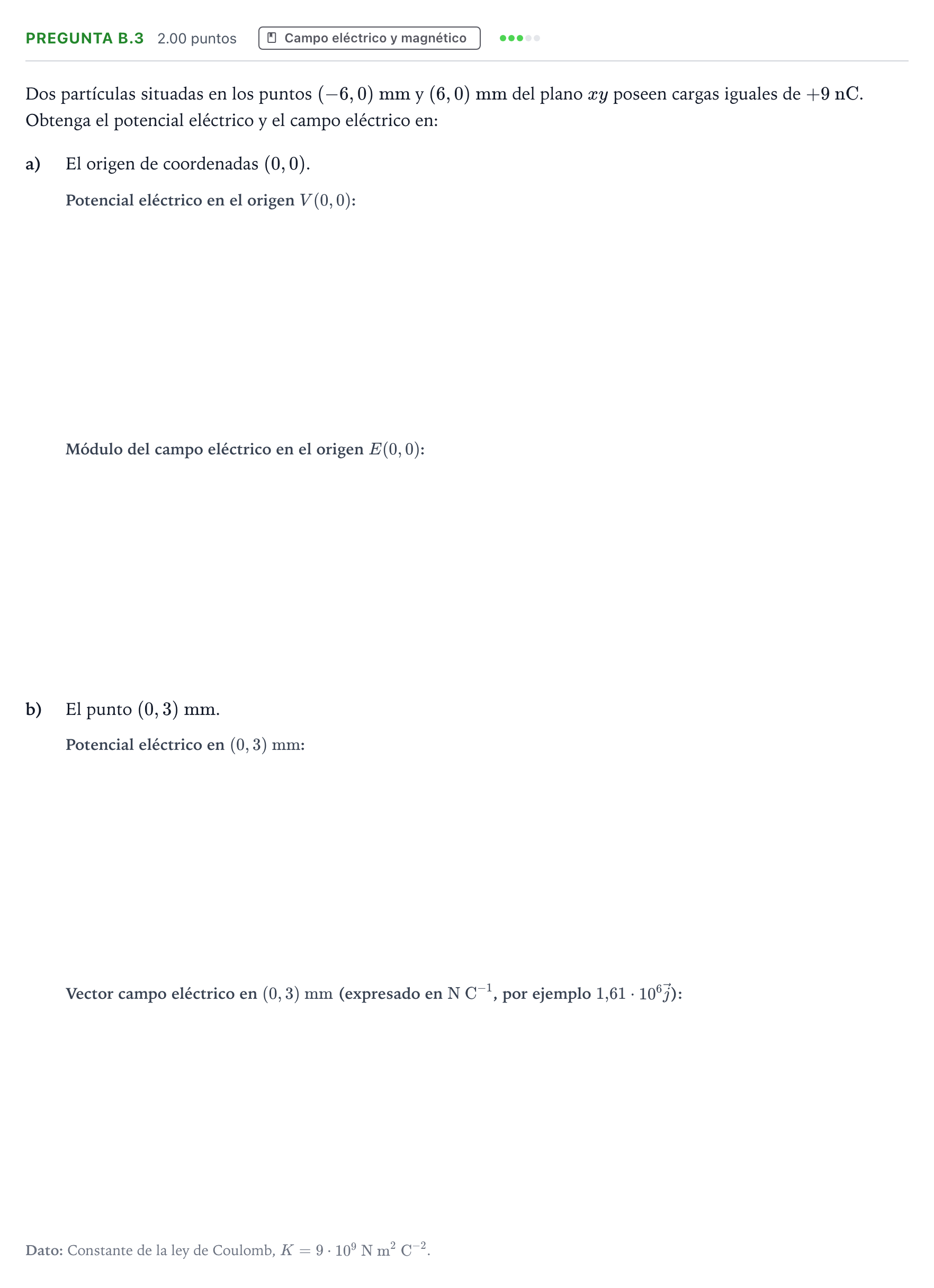 Enunciado: Pregunta B.3 · Física PAU Madrid Ordinaria 2024