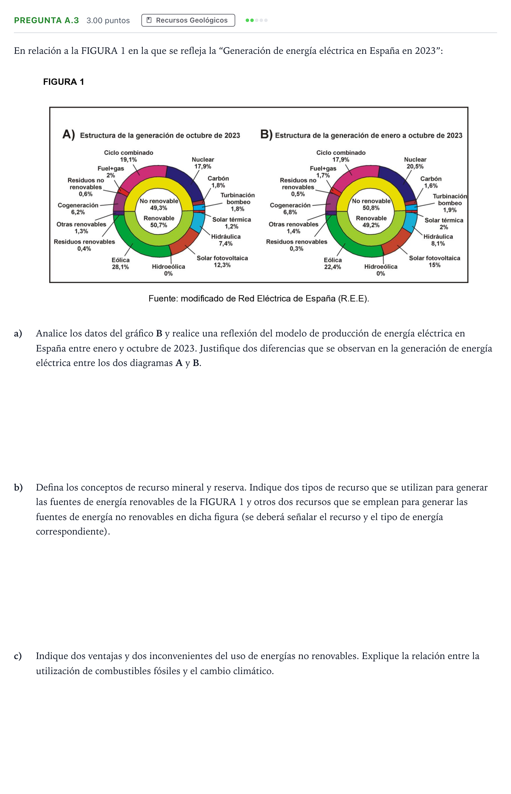 Enunciado: Pregunta A.3 · Geología PAU Madrid Extraordinaria 2024