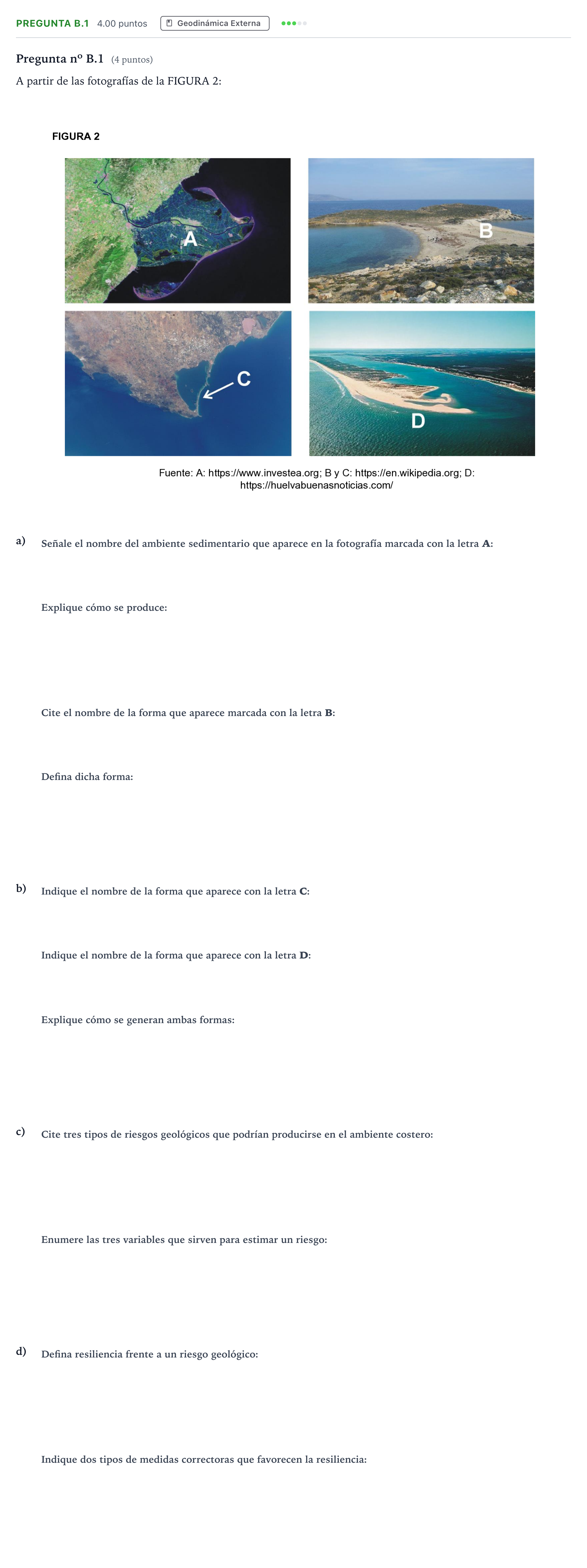 Enunciado: Pregunta B.1 · Geología PAU Madrid Extraordinaria 2024