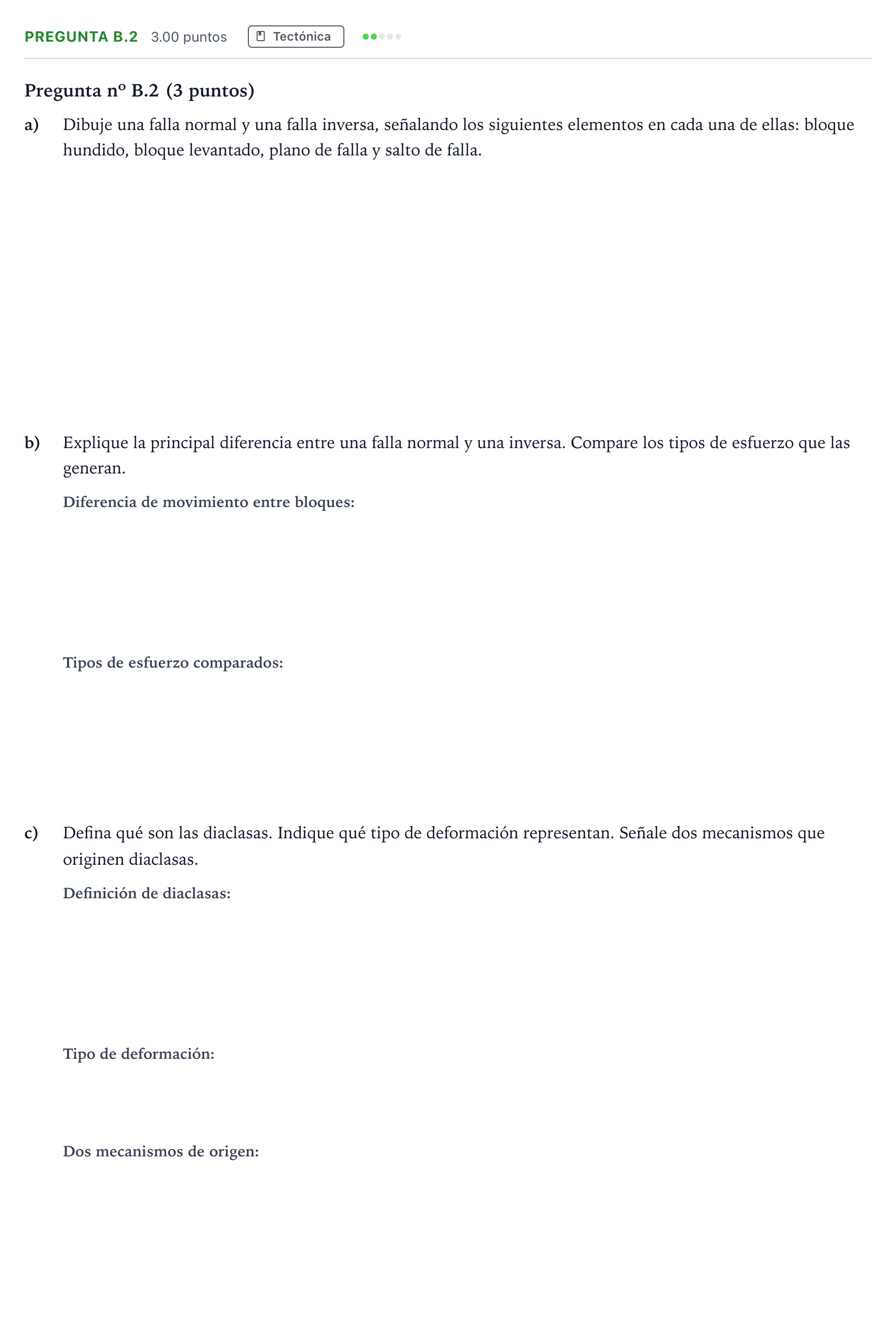 Enunciado: Pregunta B.2 · Geología PAU Madrid Extraordinaria 2024