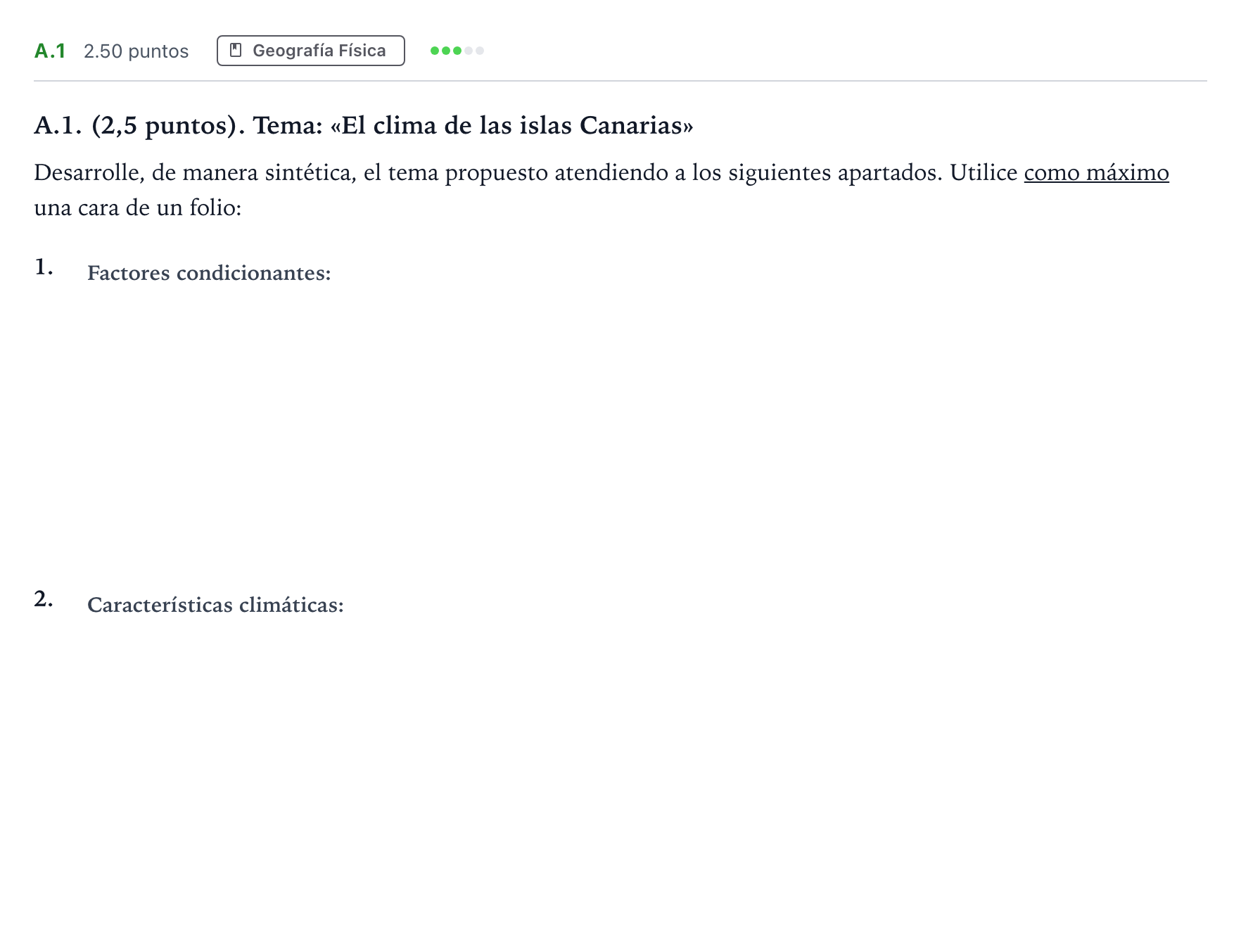 Enunciado: Ejercicio A.1 · Geografía PAU Madrid Ordinaria 2024