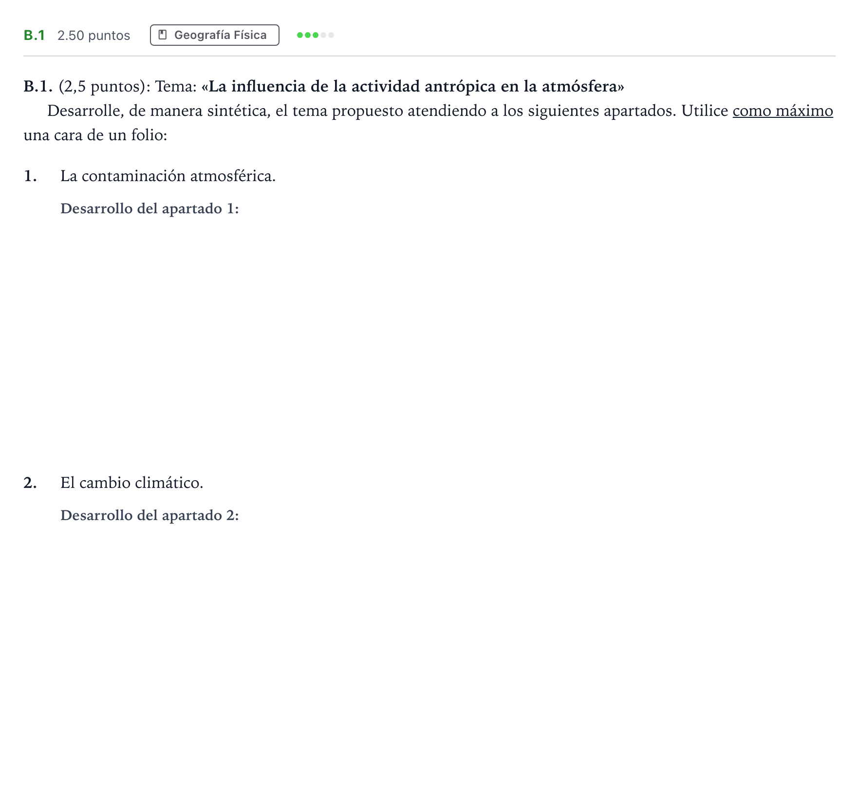 Enunciado: Ejercicio B.1 · Geografía PAU Madrid Ordinaria 2024