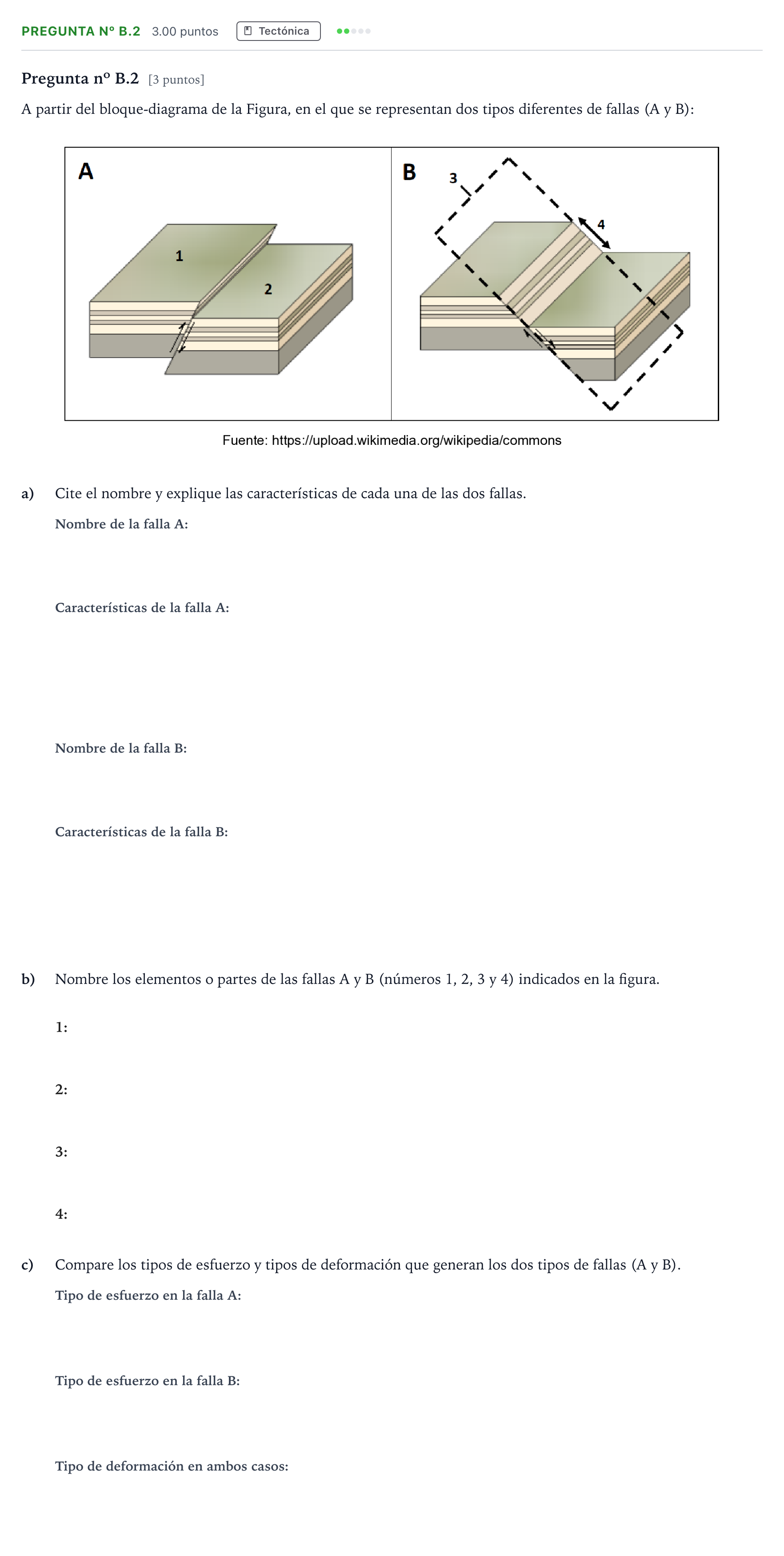 Enunciado: Pregunta nº B.2 · Geología PAU Madrid Modelo 2024