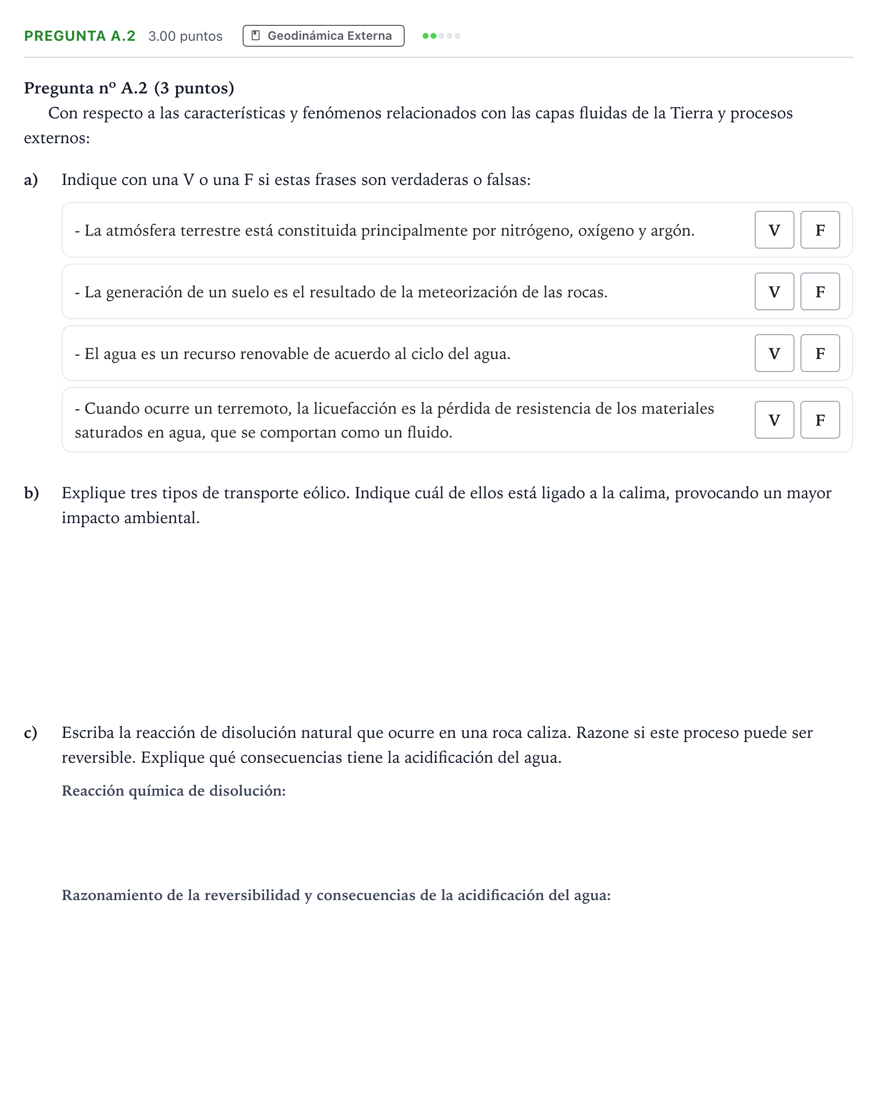 Enunciado: Pregunta A.2 · Geología PAU Madrid Ordinaria 2024