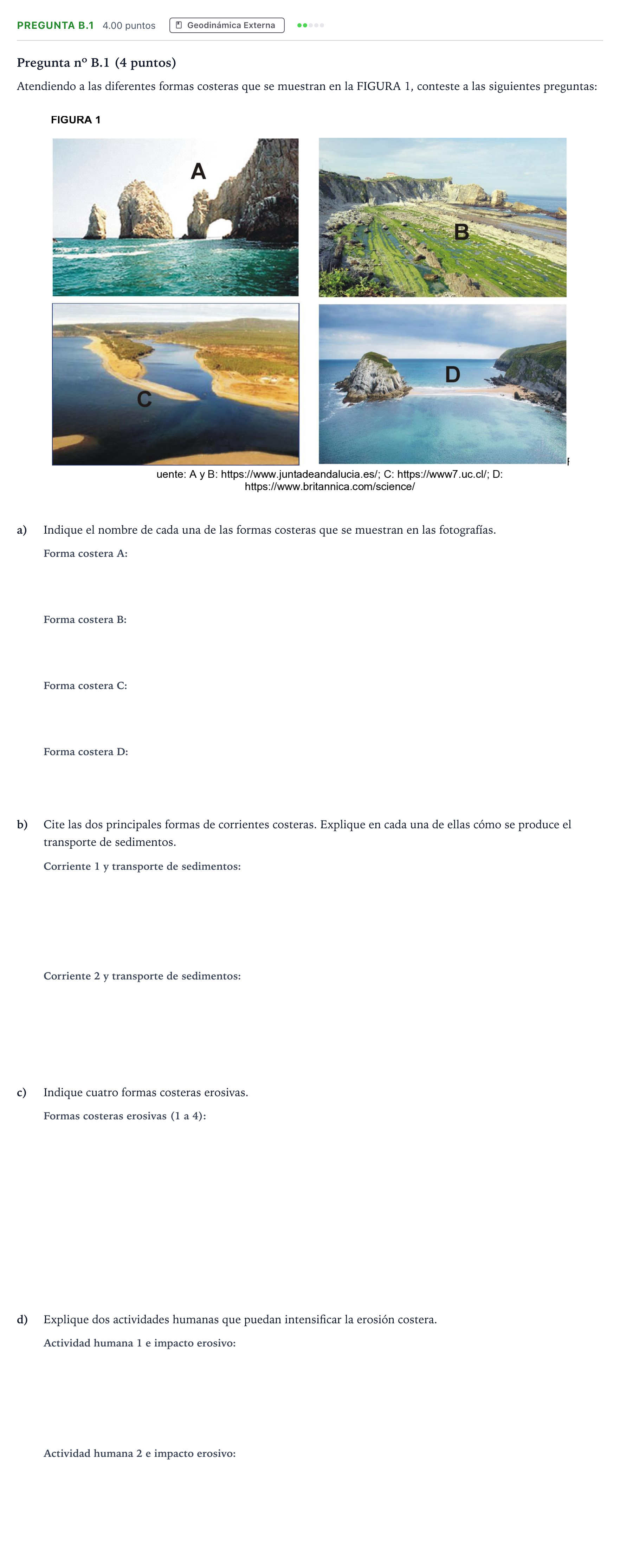 Enunciado: Pregunta B.1 · Geología PAU Madrid Ordinaria 2024