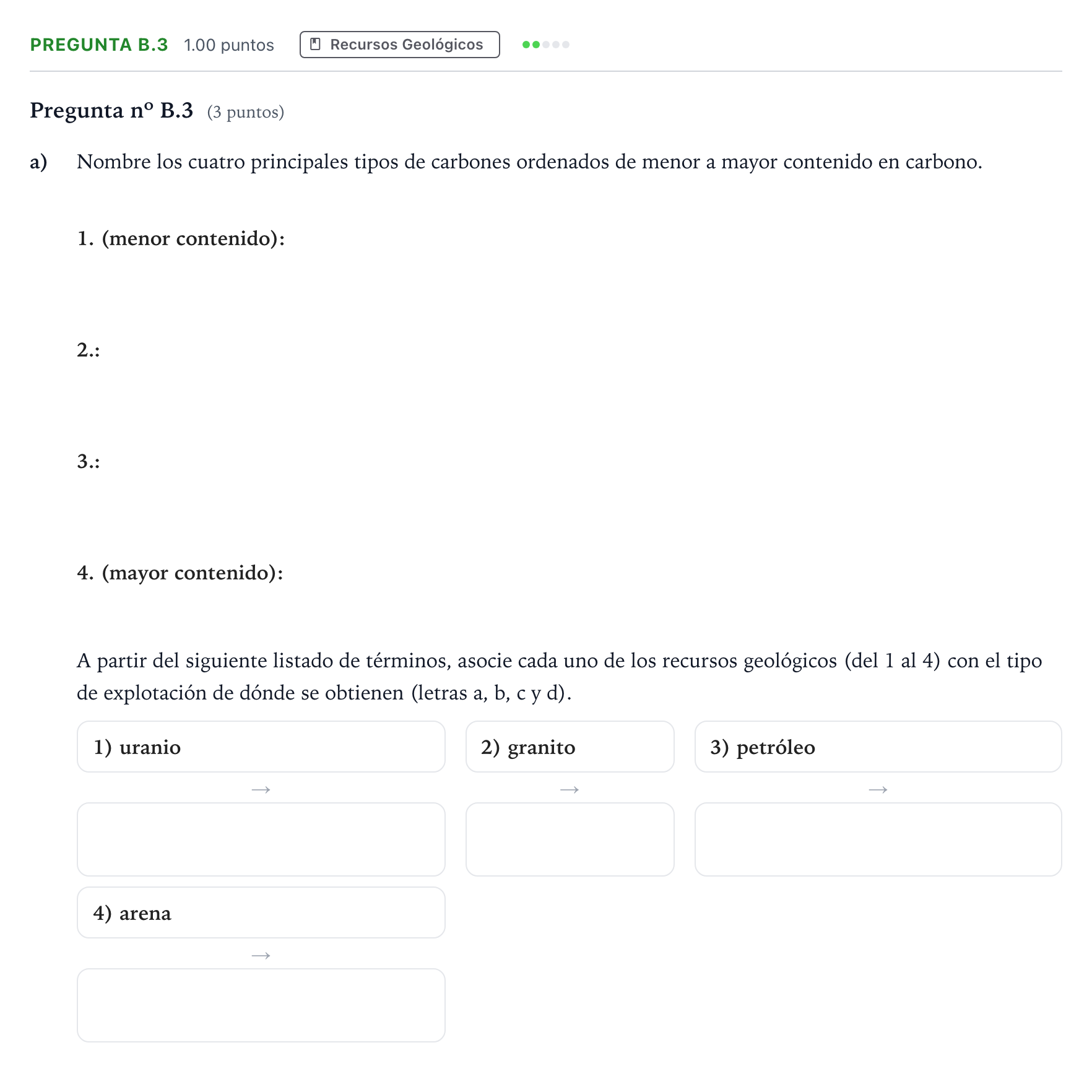 Enunciado: Pregunta B.3 - Recursos Geológicos · Geología PAU Madrid Ordinaria 2024