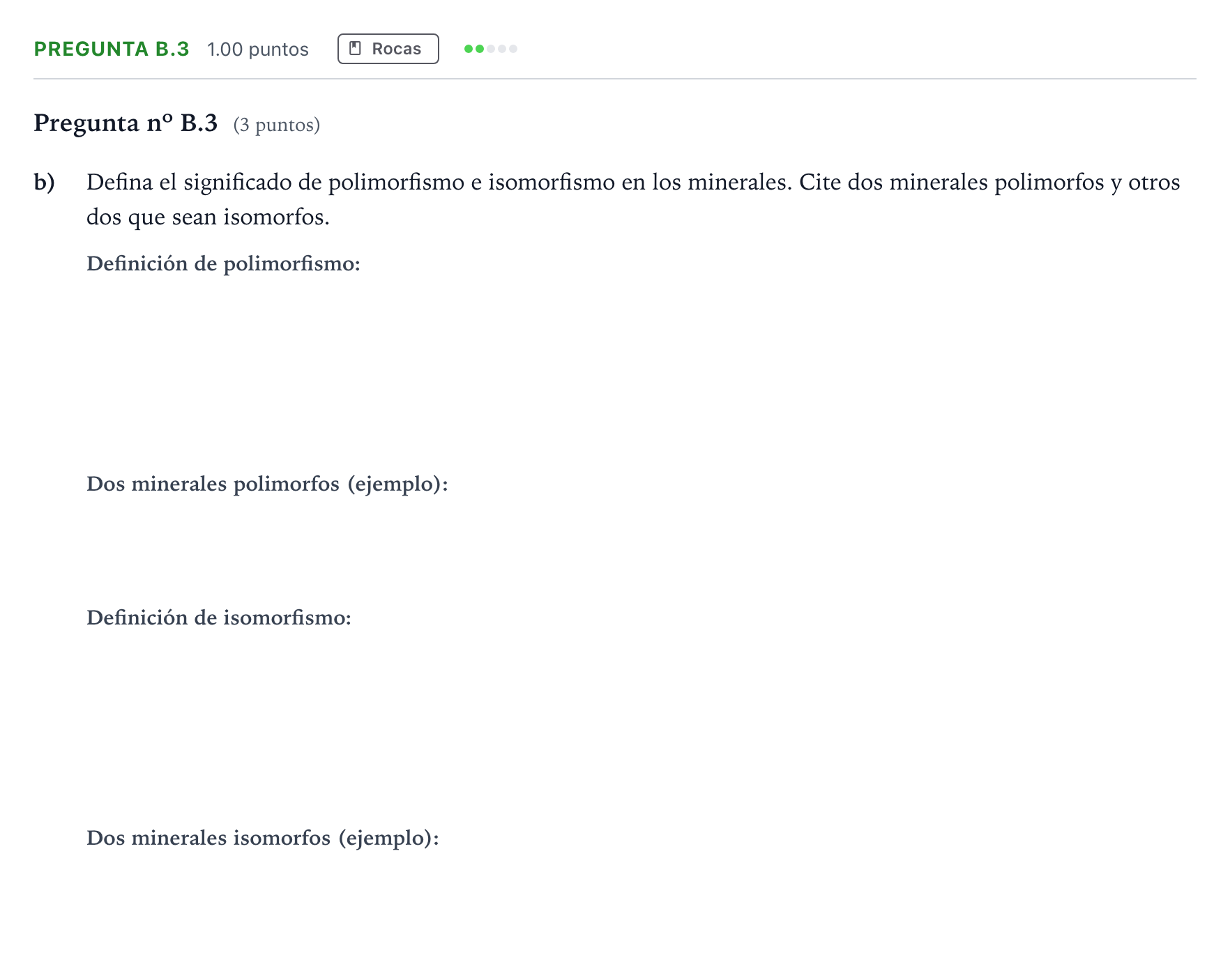 Enunciado: Pregunta B.3 - Rocas · Geología PAU Madrid Ordinaria 2024