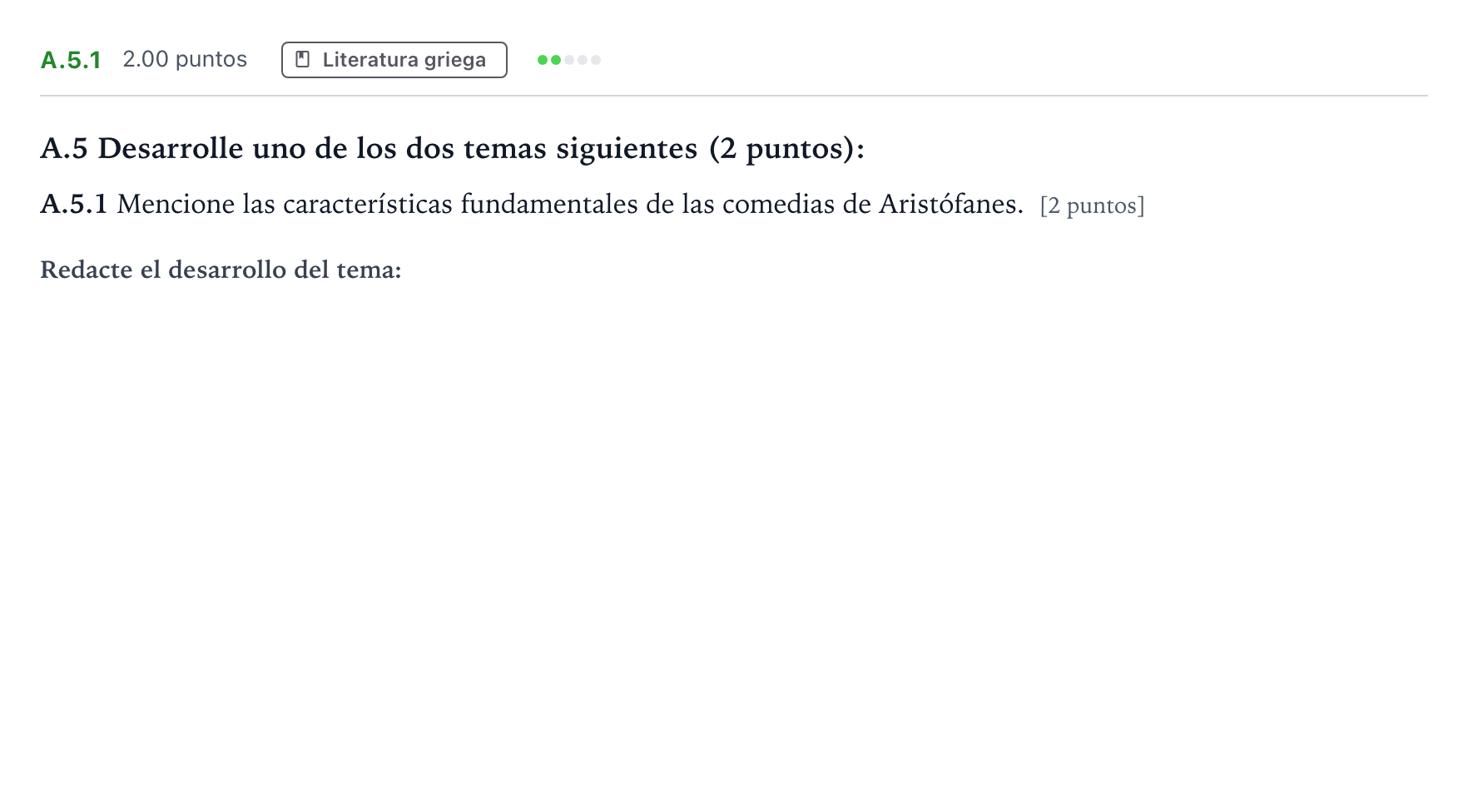 Enunciado: Ejercicio A.5.1 · Griego II PAU Madrid Modelo 2024