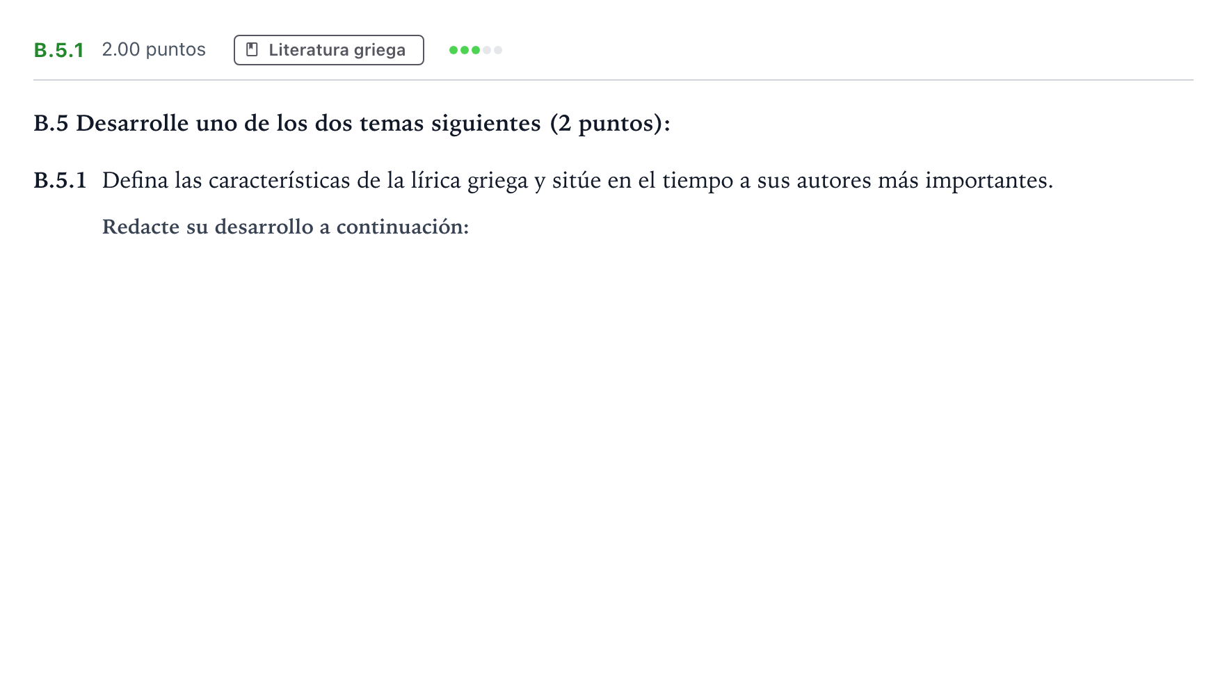 Enunciado: Ejercicio B.5.1 · Griego II PAU Madrid Modelo 2024