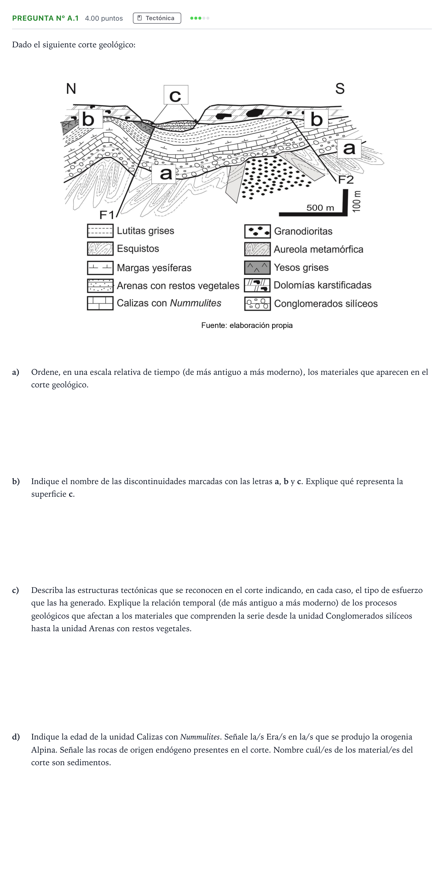 Enunciado: Pregunta nº A.1 · Geología PAU Madrid Ordinaria Coincidencias 2024