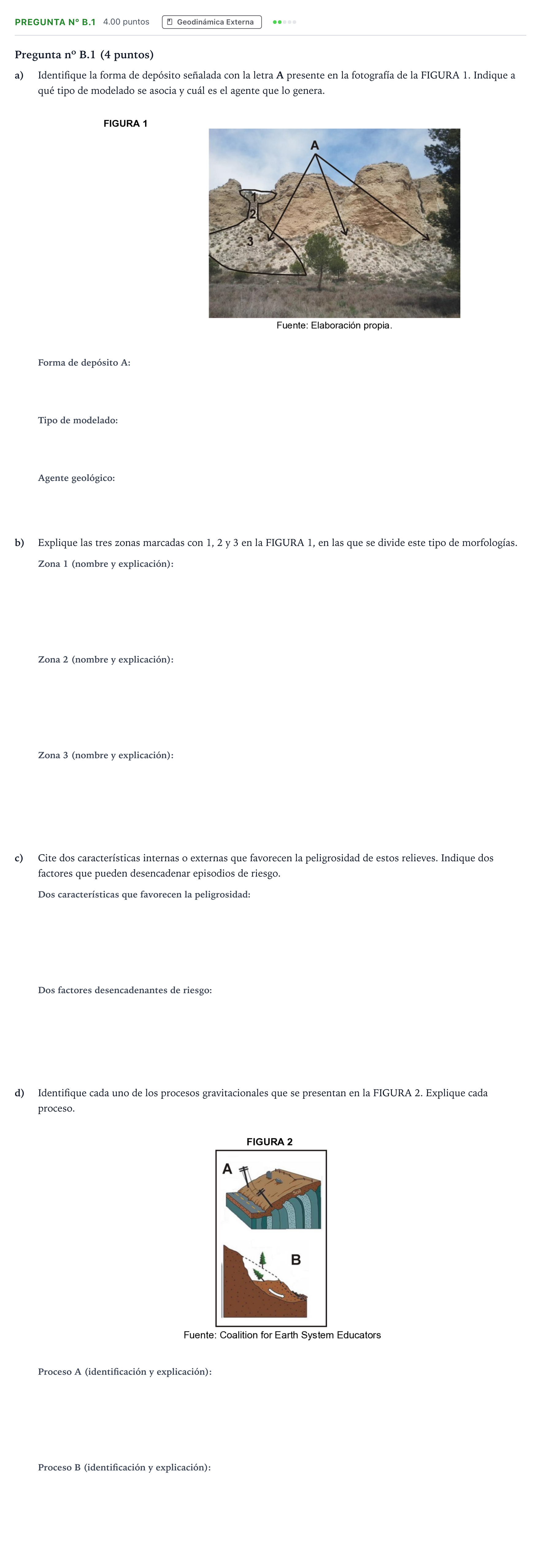 Enunciado: Pregunta nº B.1 · Geología PAU Madrid Ordinaria Coincidencias 2024