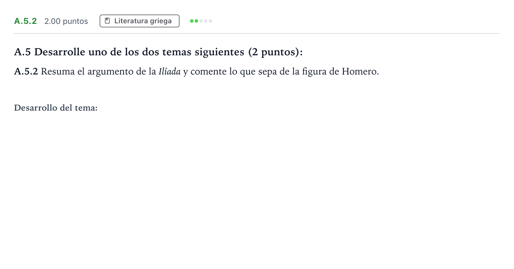 Enunciado: Ejercicio A.5.2 · Griego II PAU Madrid Ordinaria 2024