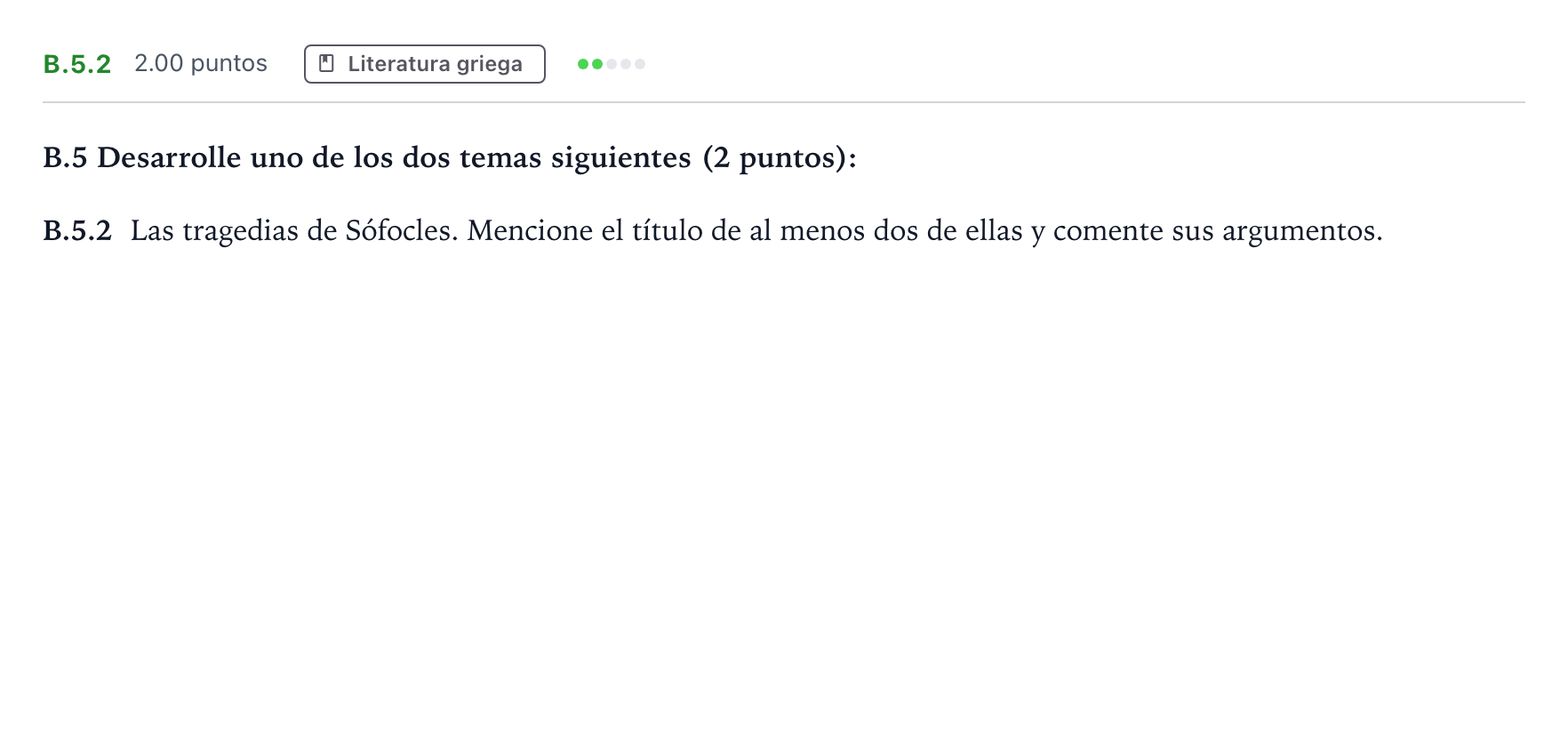 Enunciado: Ejercicio B.5.2 · Griego II PAU Madrid Ordinaria 2024