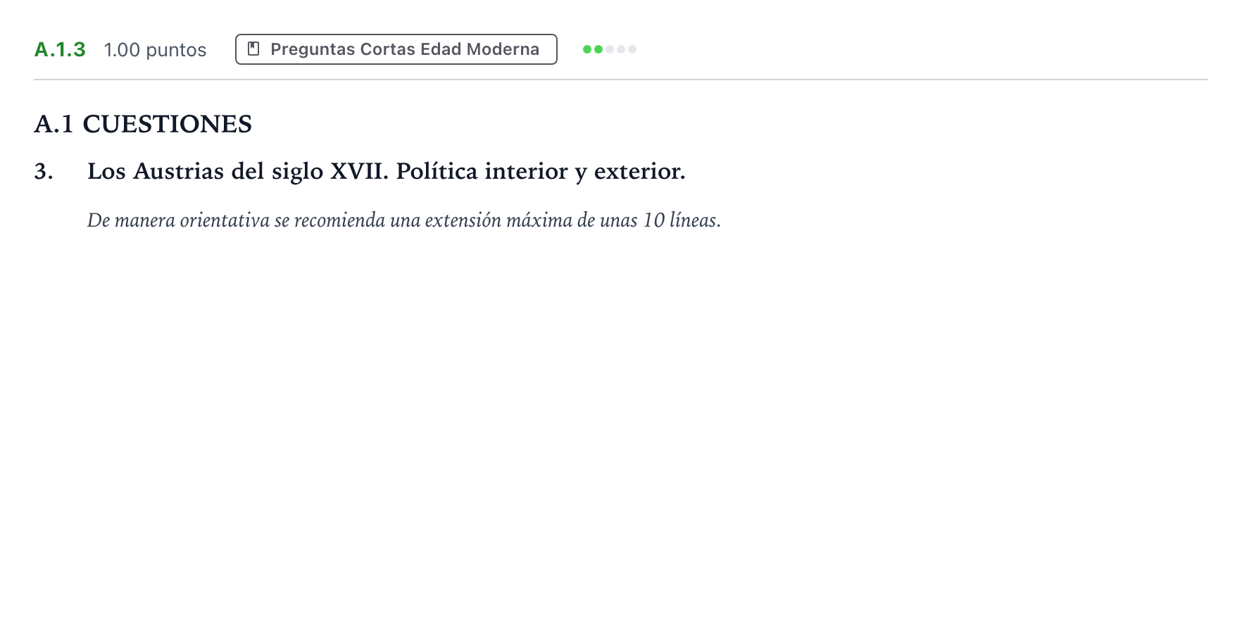 Enunciado: Ejercicio A.1.3 · Historia de España PAU Madrid Extraordinaria Coincidencias 2024