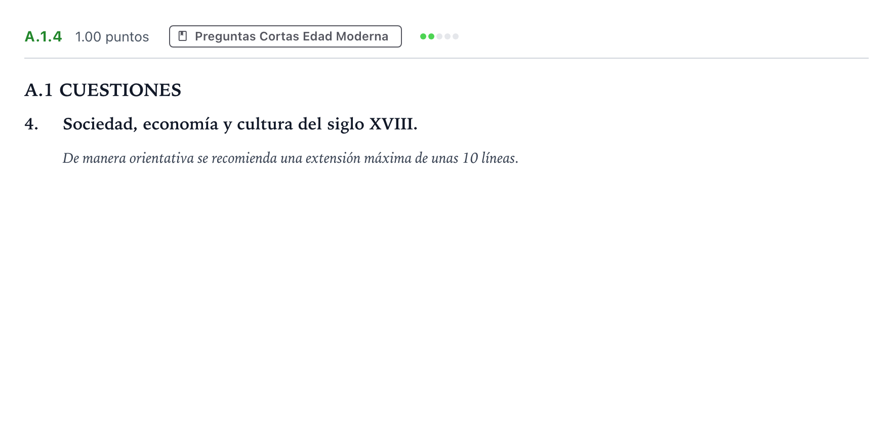 Enunciado: Ejercicio A.1.4 · Historia de España PAU Madrid Extraordinaria Coincidencias 2024