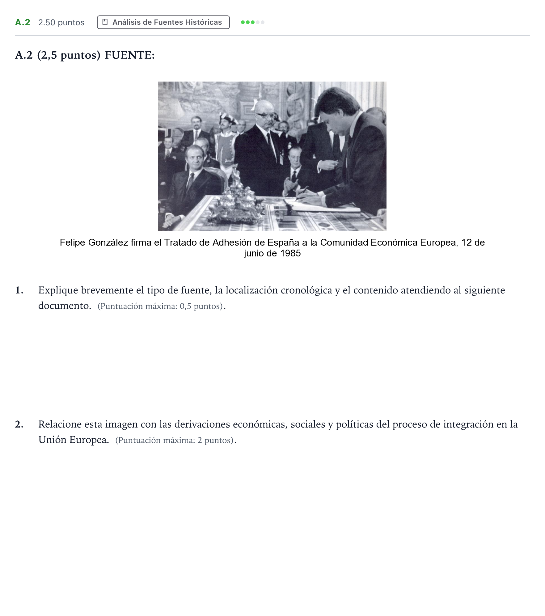 Enunciado: Ejercicio A.2 · Historia de España PAU Madrid Ordinaria Coincidencias 2024