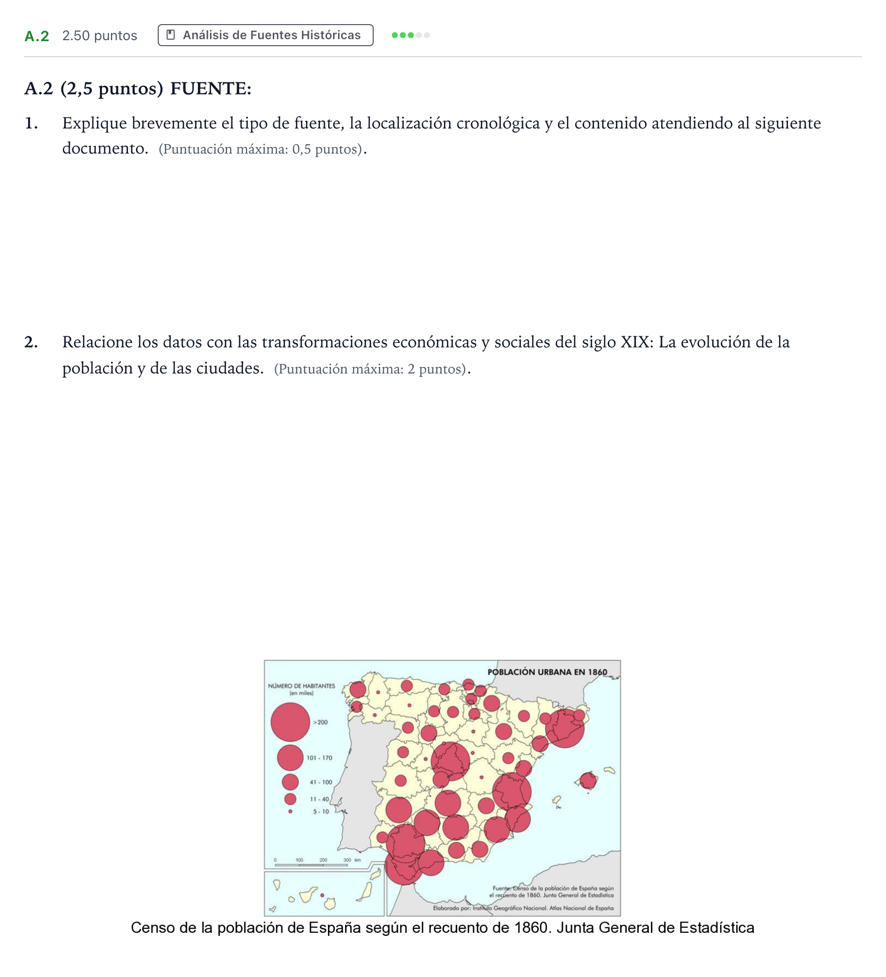 Enunciado: Ejercicio A.2 · Historia de España PAU Madrid Ordinaria Lunes 2024