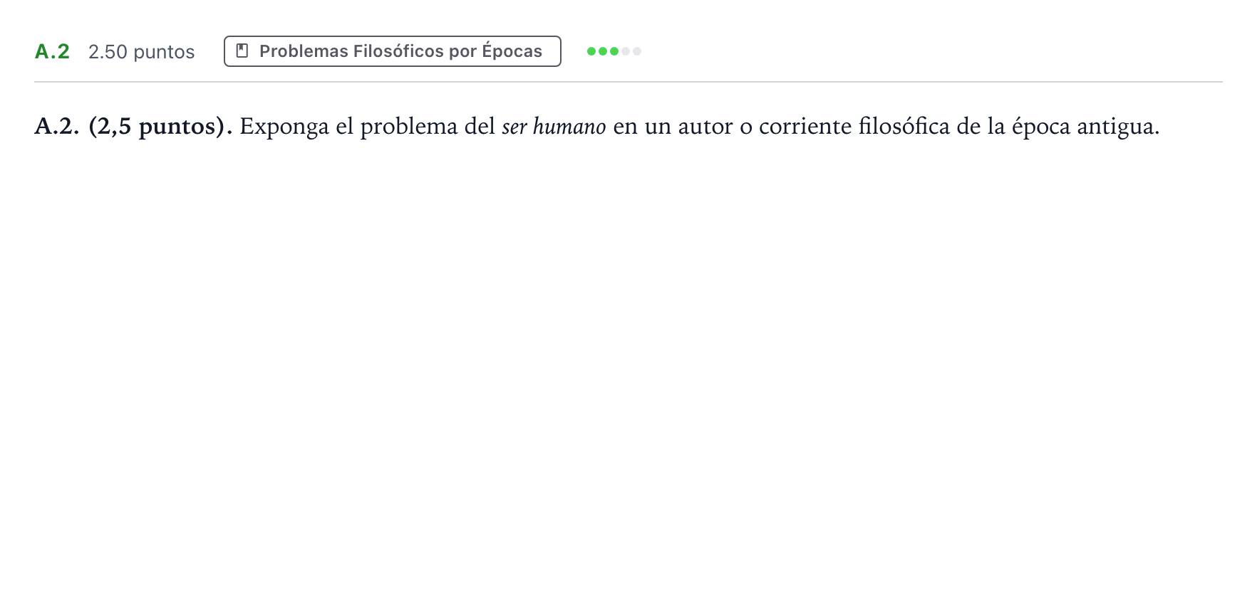 Enunciado: Ejercicio A.2 · Historia de la Filosofía PAU Madrid Modelo 2024