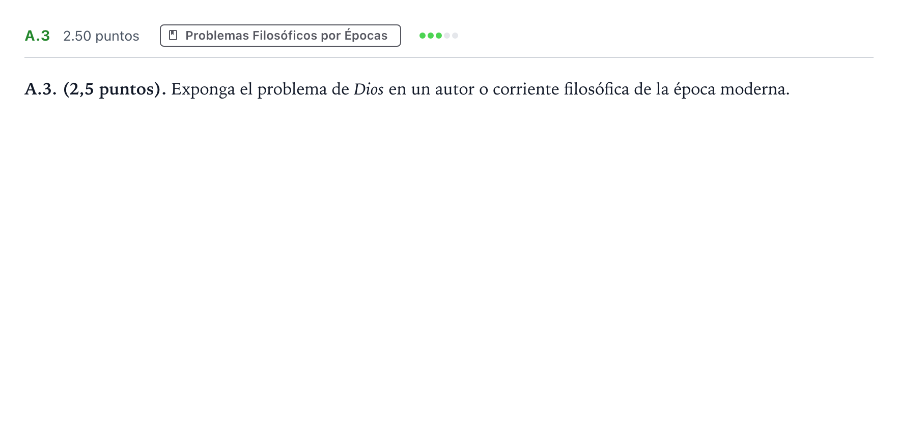 Enunciado: Ejercicio A.3 · Historia de la Filosofía PAU Madrid Modelo 2024