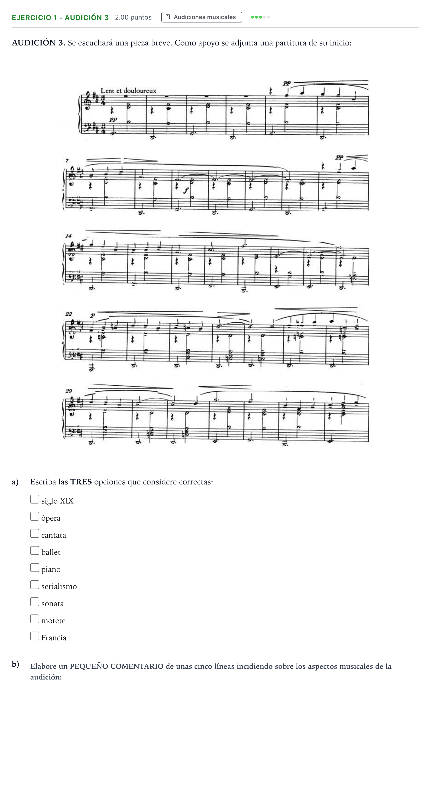 Enunciado: Ejercicio 1 - Audición 3 · Historia de la Música y de la Danza PAU Madrid Modelo 2024