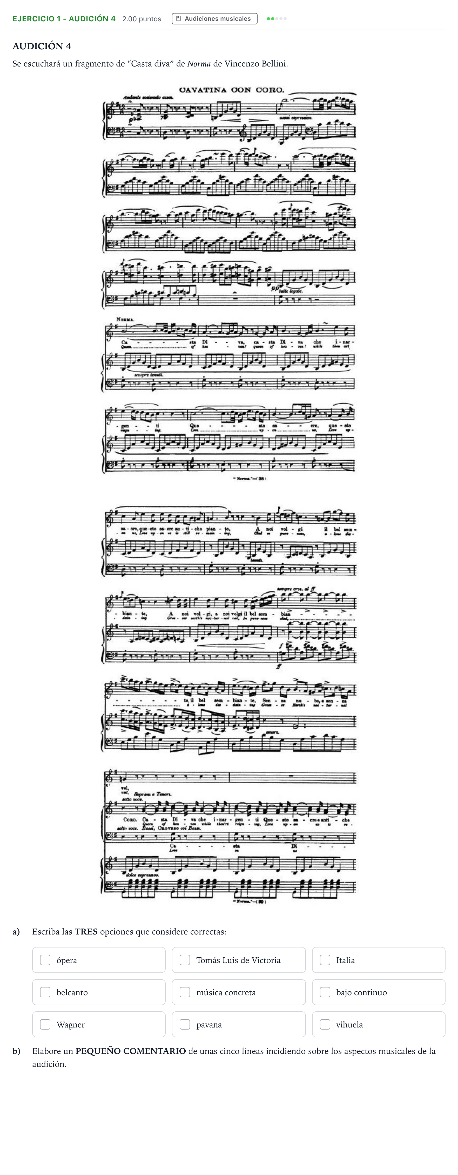 Enunciado: Ejercicio 1 - Audición 4 · Historia de la Música y de la Danza PAU Madrid Modelo 2024