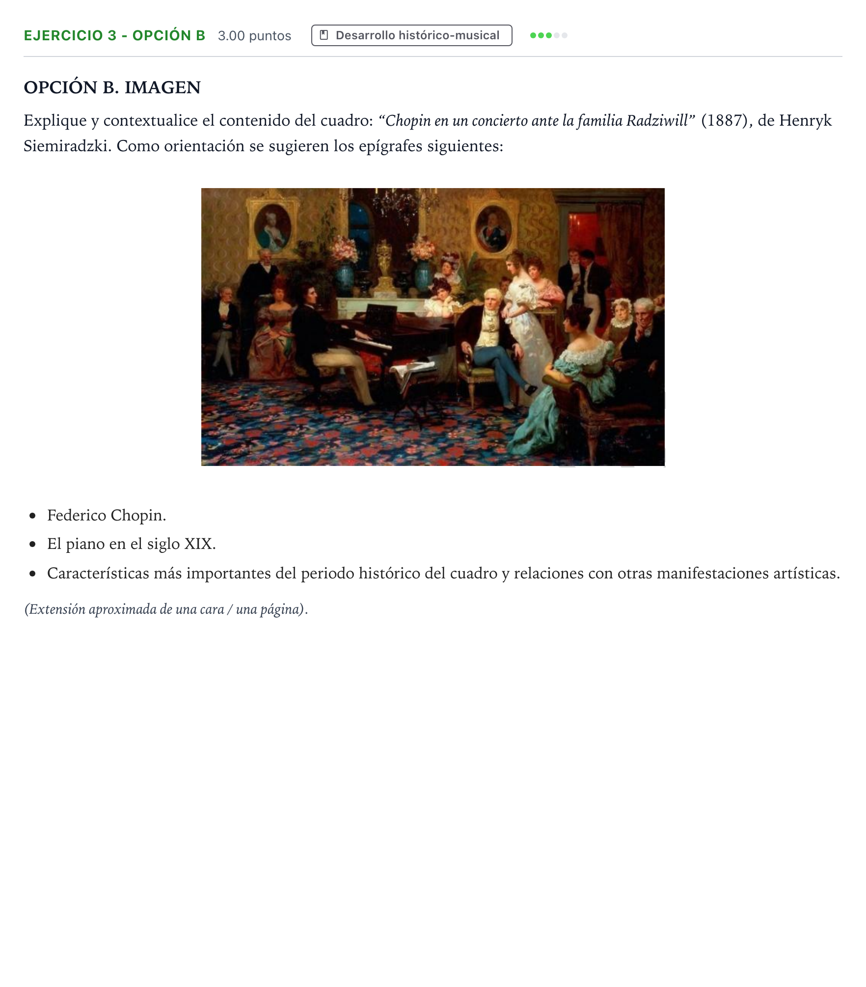 Enunciado: Ejercicio 3 - Opción B · Historia de la Música y de la Danza PAU Madrid Modelo 2024