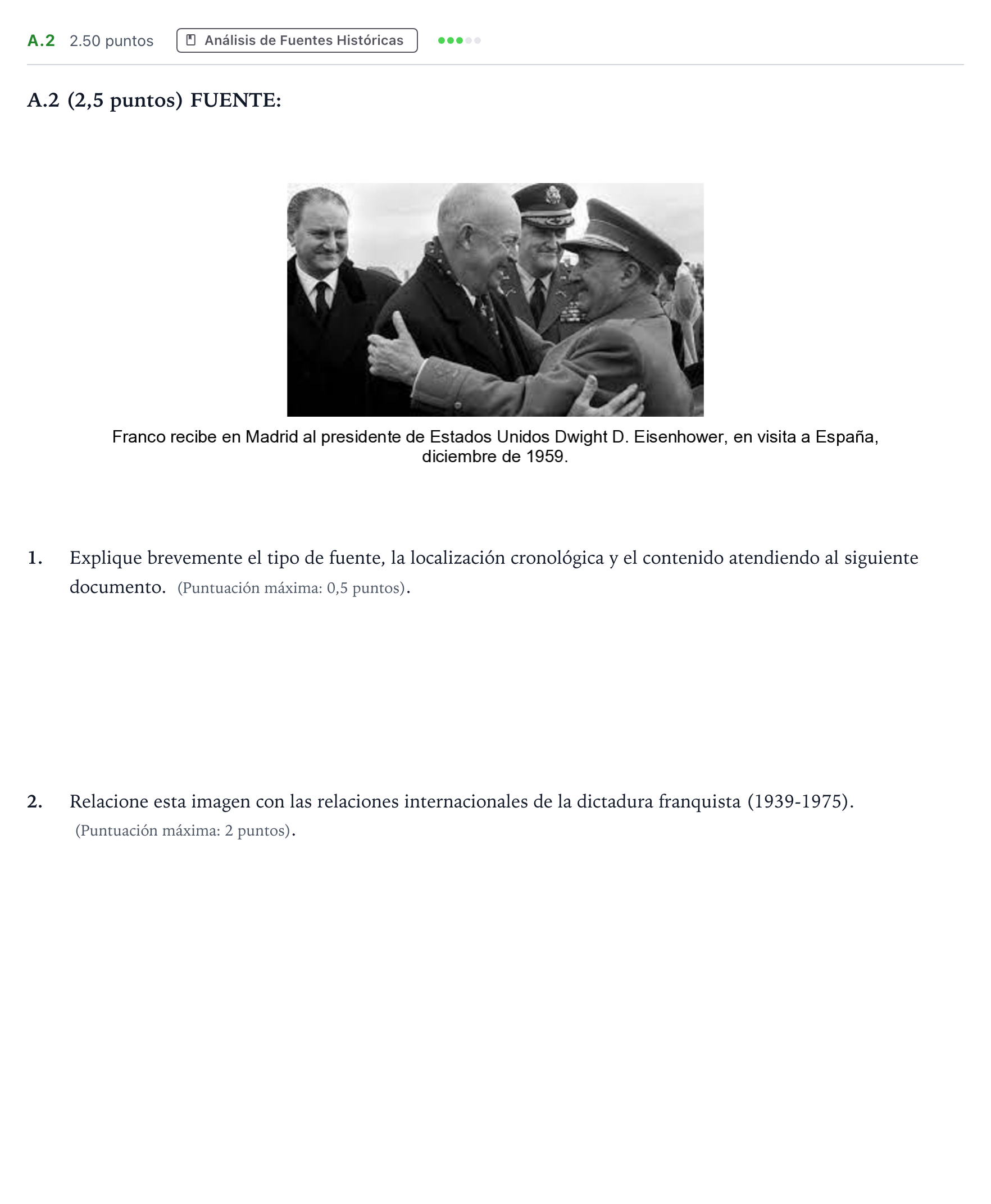 Enunciado: Ejercicio A.2 · Historia de España PAU Madrid Ordinaria Martes 2024