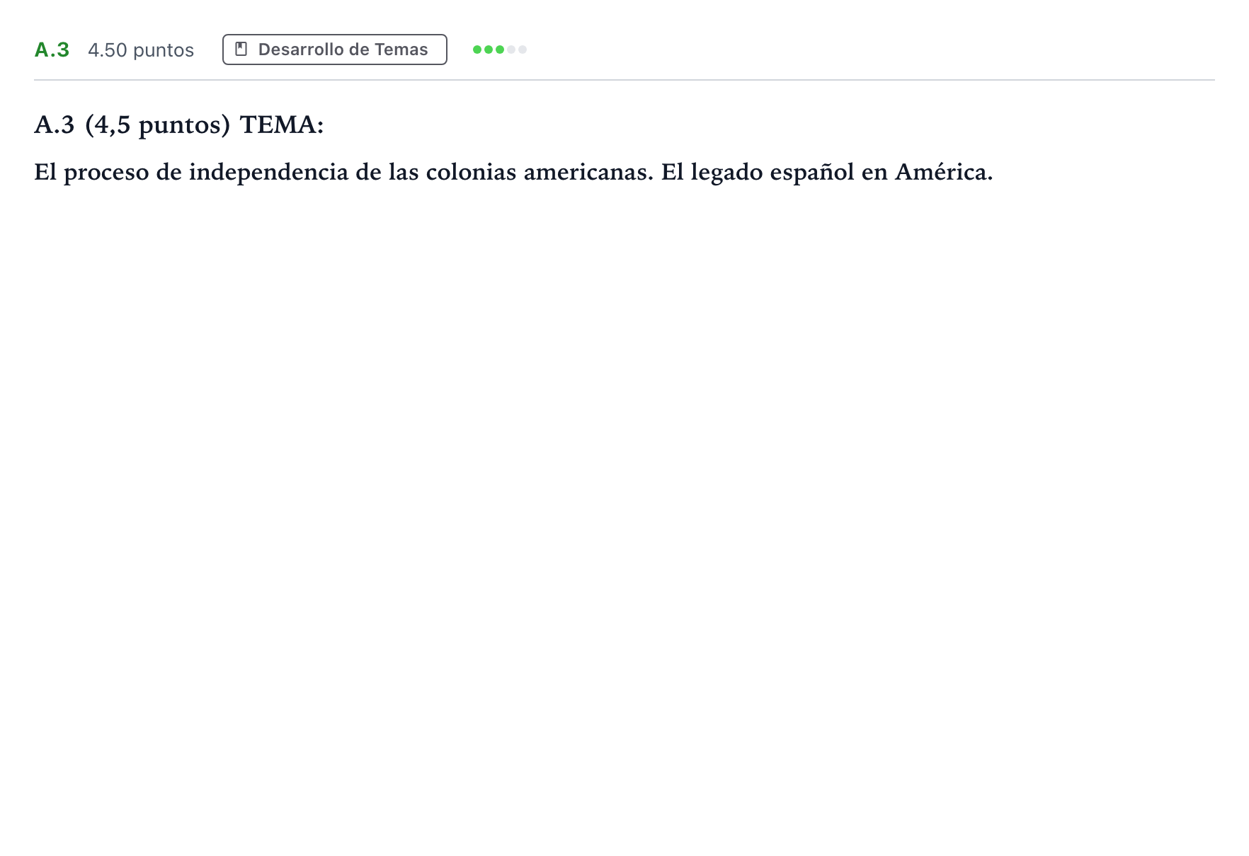 Enunciado: Ejercicio A.3 · Historia de España PAU Madrid Ordinaria Martes 2024