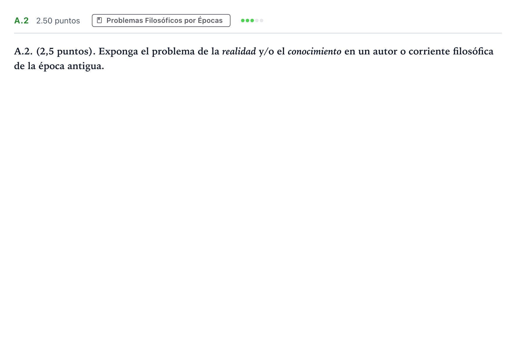 Enunciado: Ejercicio A.2 · Historia de la Filosofía PAU Madrid Ordinaria Lunes 2024