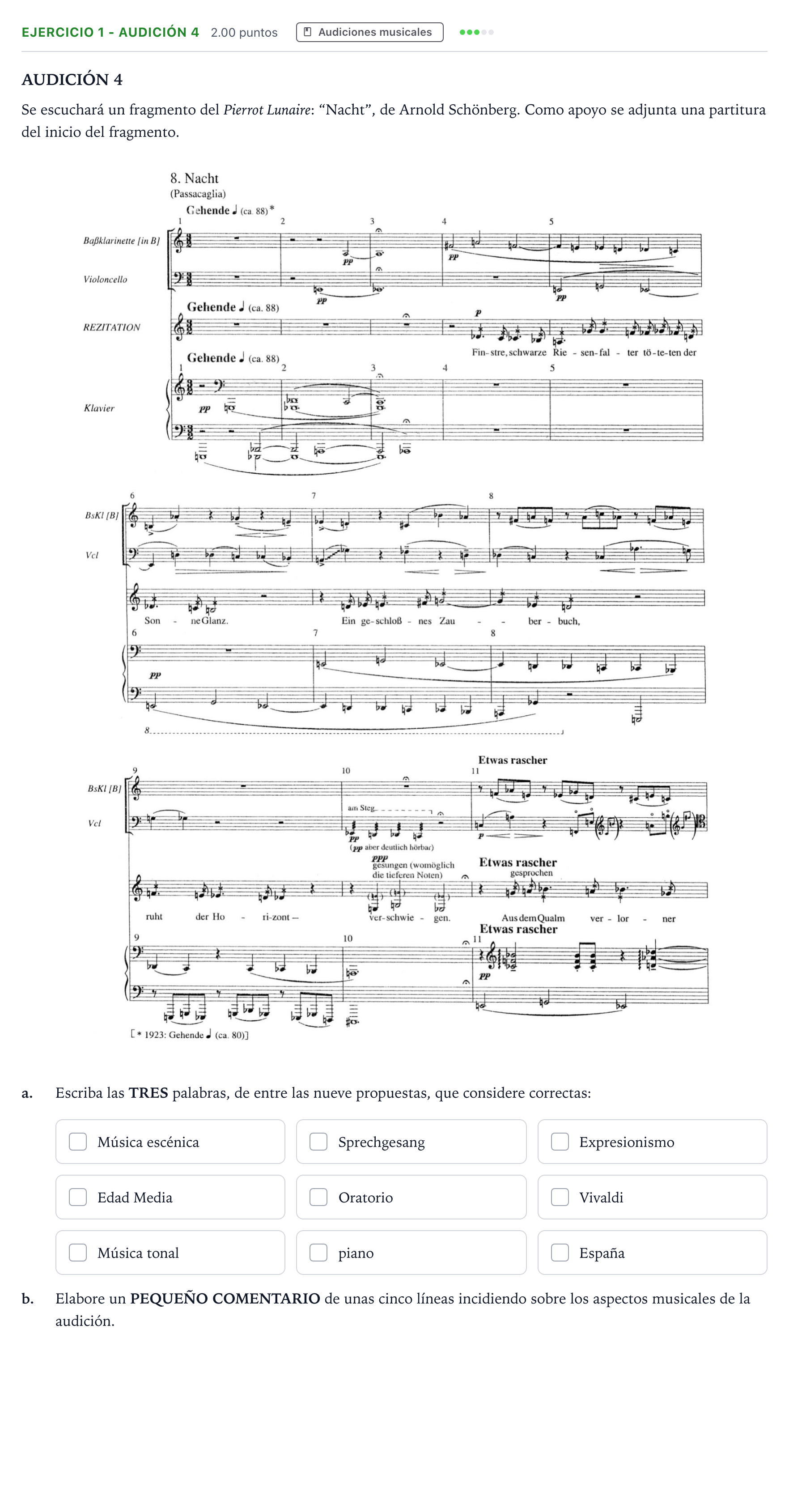 Enunciado: Ejercicio 1 - Audición 4 · Historia de la Música y de la Danza PAU Madrid Ordinaria 2024