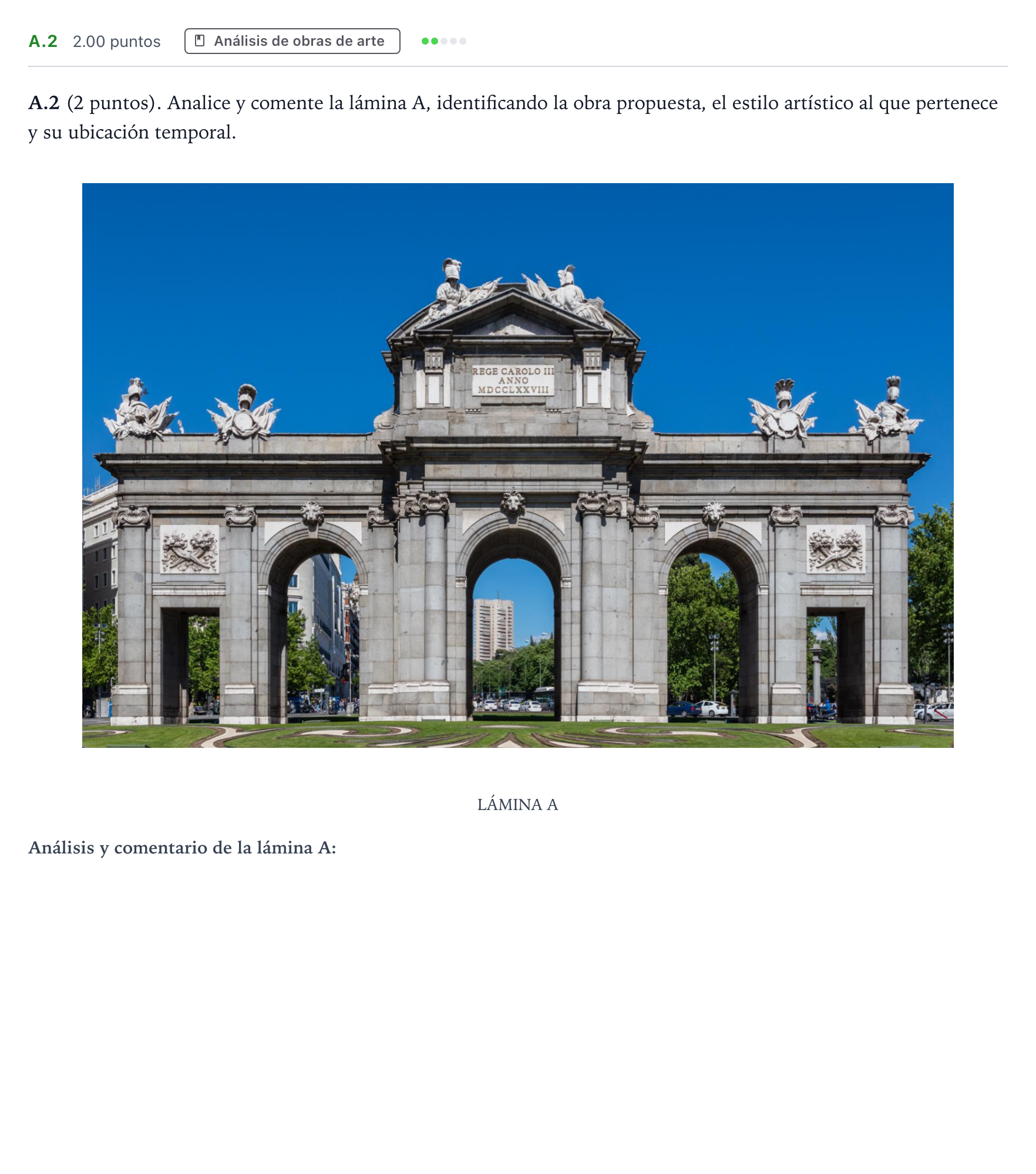 Enunciado: Ejercicio A.2 · Historia del Arte PAU Madrid Extraordinaria 2024