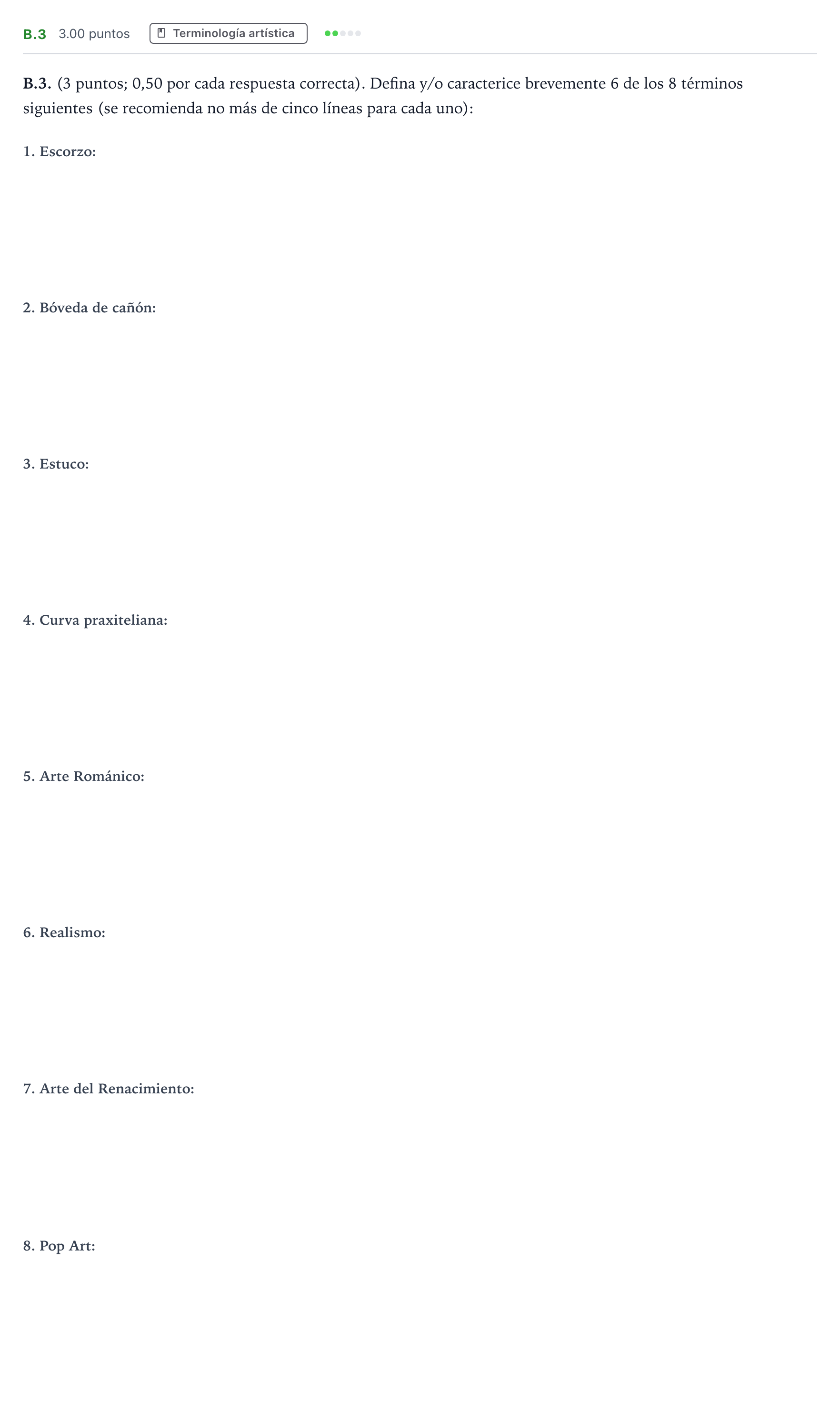 Enunciado: Ejercicio B.3 · Historia del Arte PAU Madrid Extraordinaria 2024