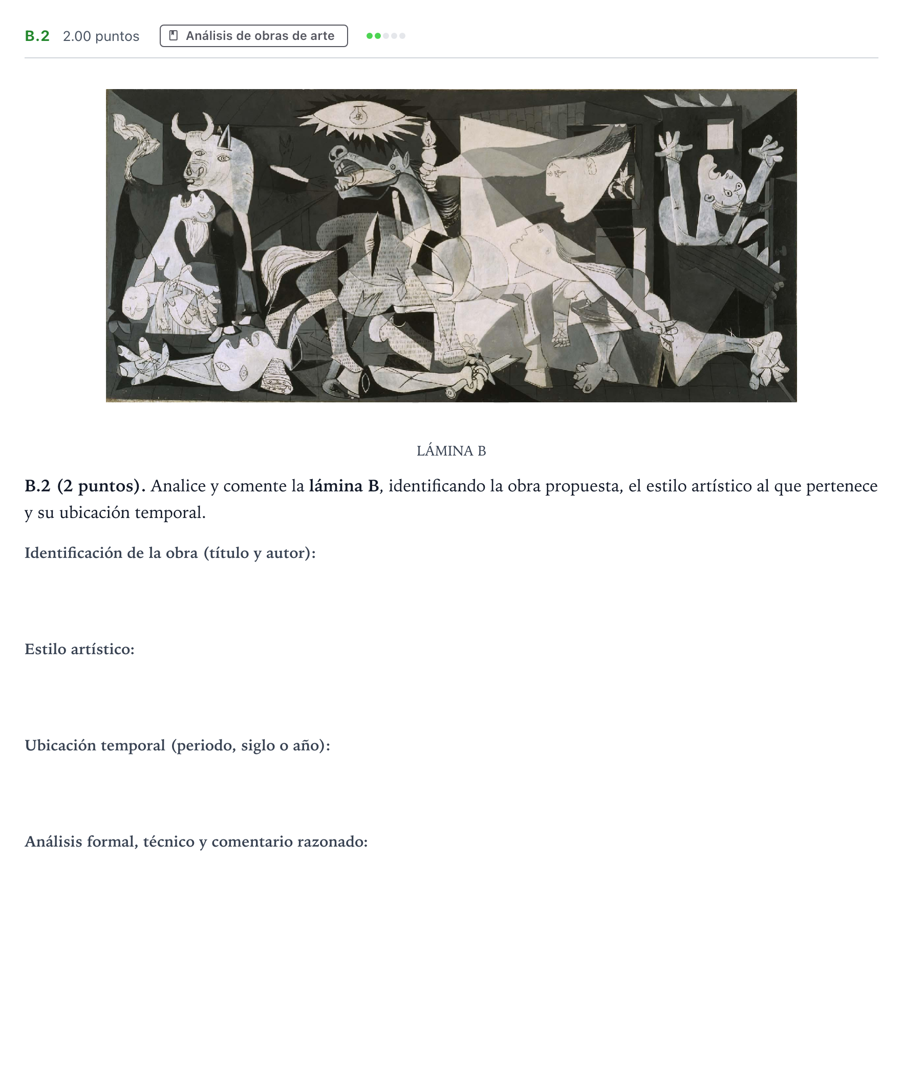 Enunciado: Ejercicio B.2 · Historia del Arte PAU Madrid Modelo 2024