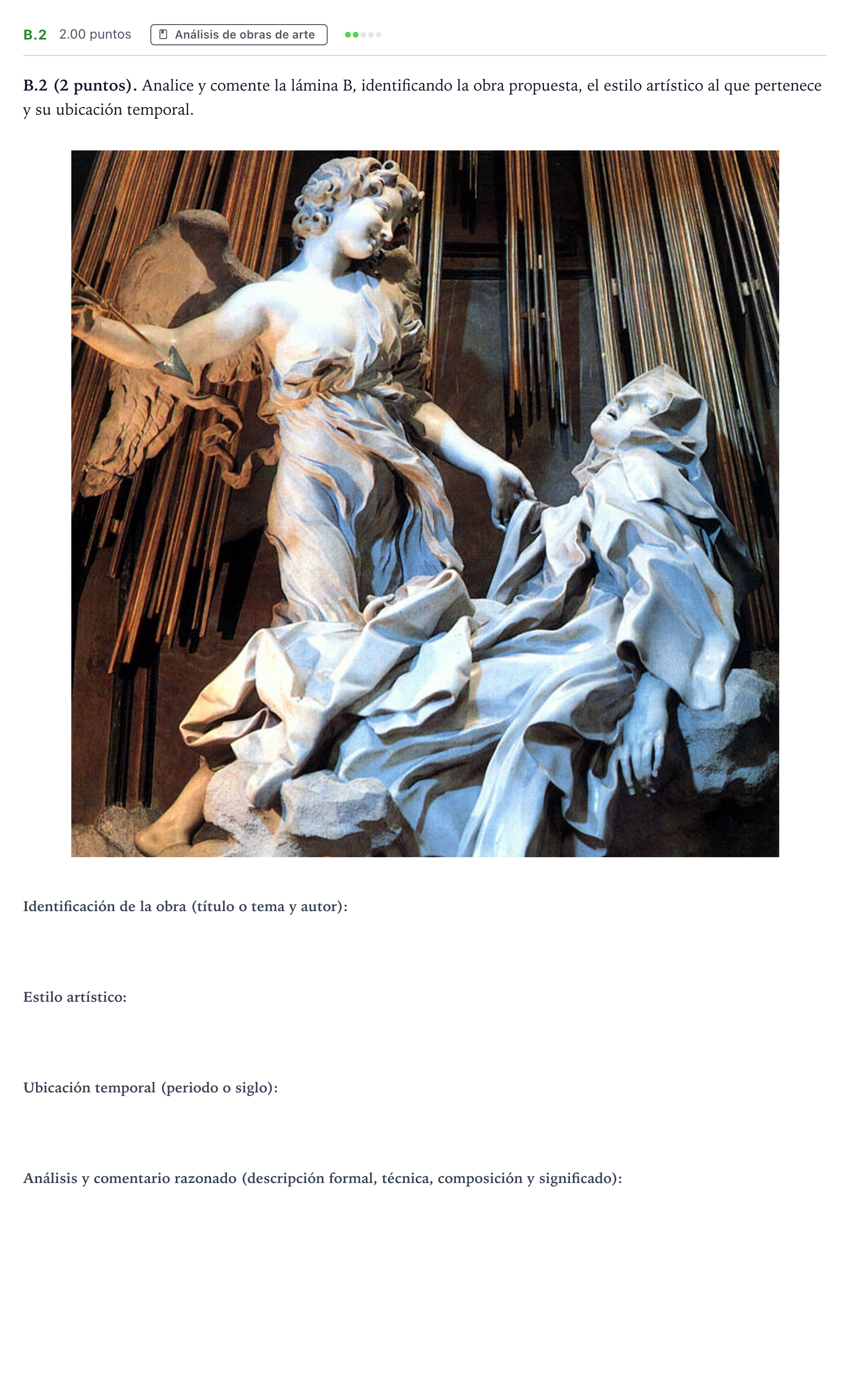 Enunciado: Ejercicio B.2 · Historia del Arte PAU Madrid Ordinaria 2024