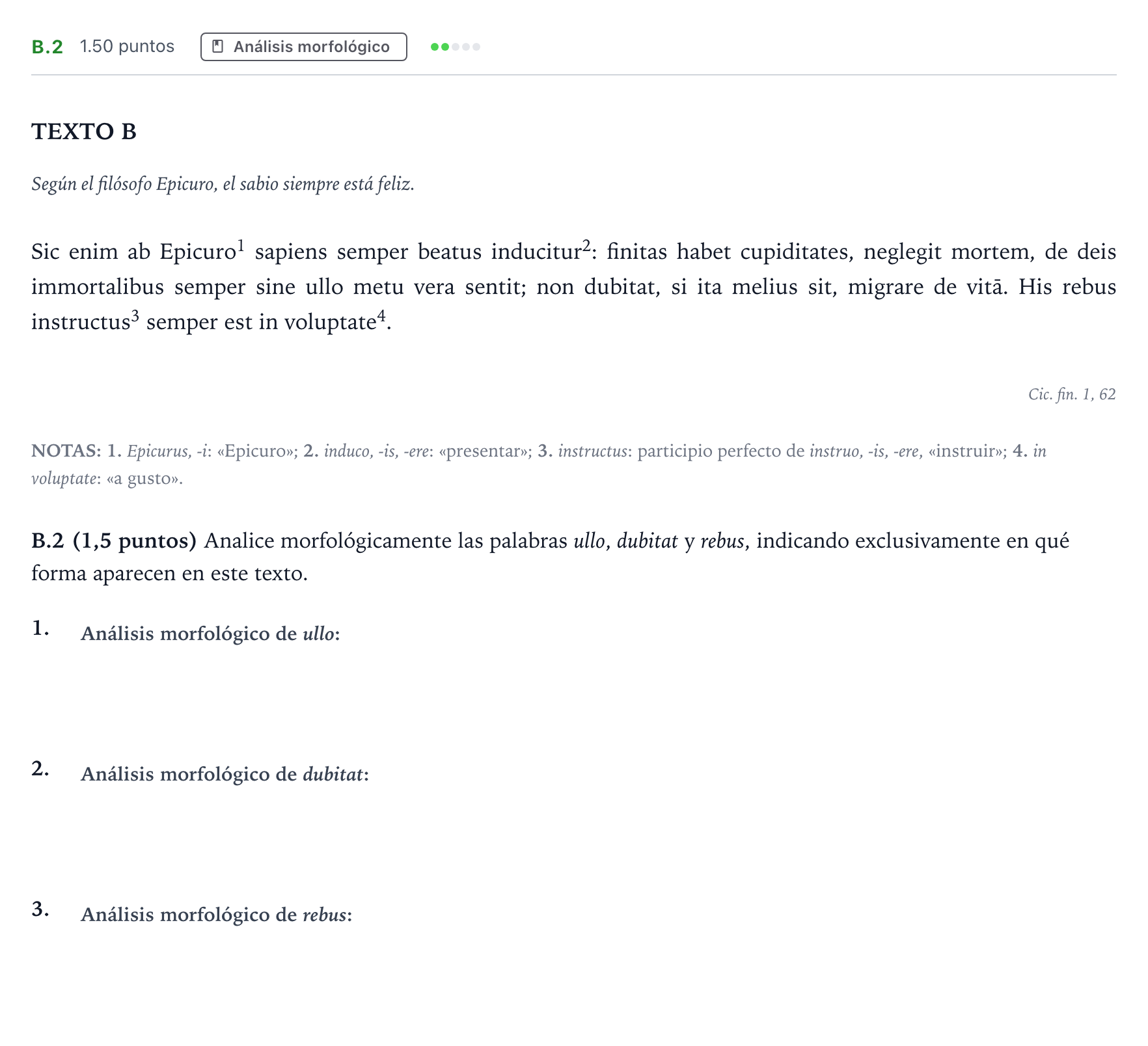 Enunciado: Ejercicio B.2 · Latín II PAU Madrid Ordinaria 2024