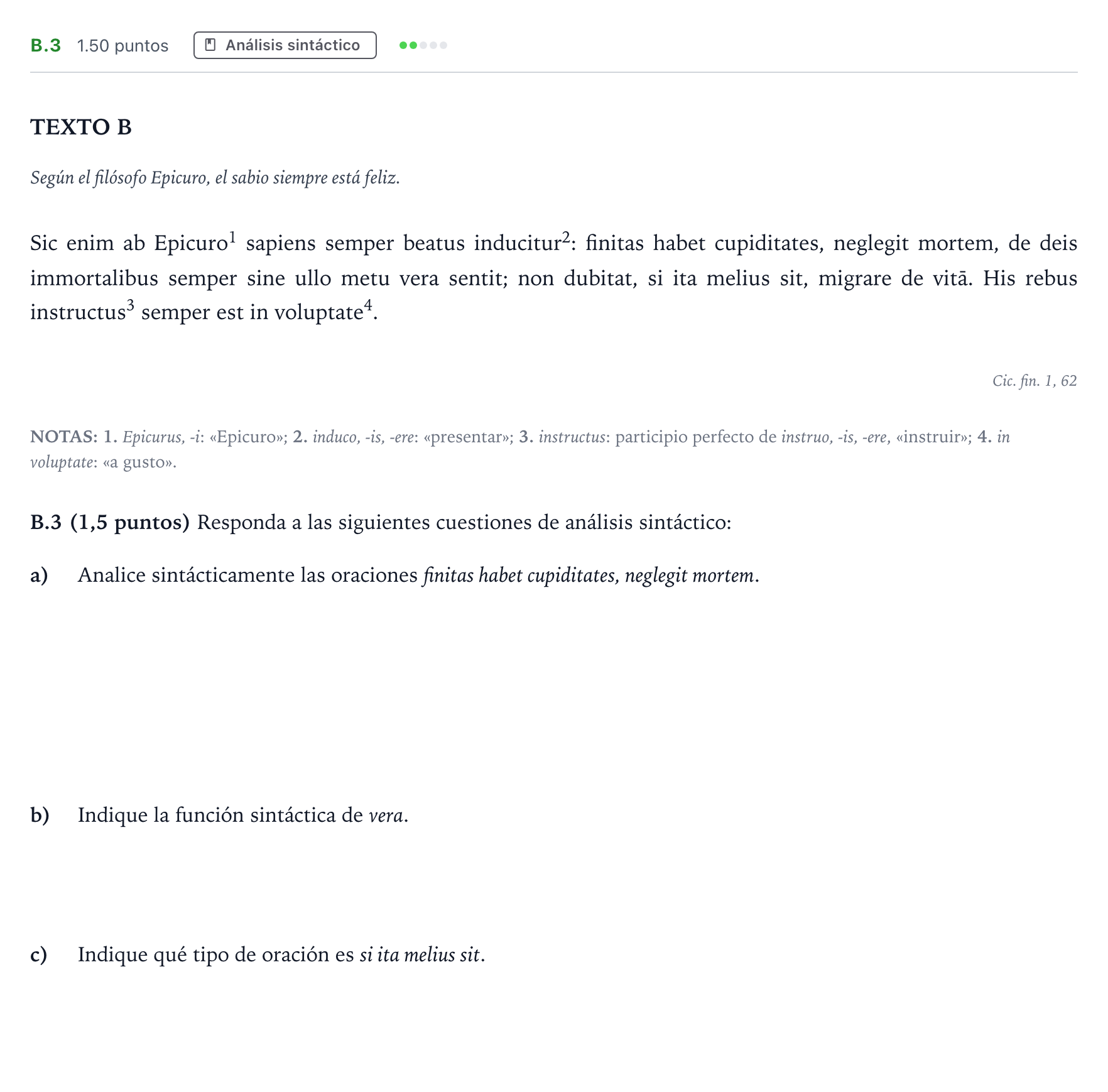Enunciado: Ejercicio B.3 · Latín II PAU Madrid Ordinaria 2024