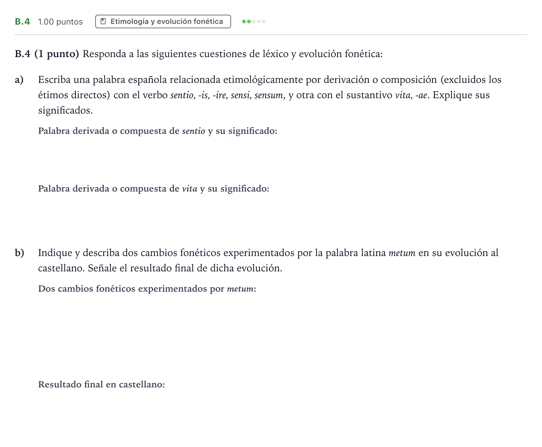 Enunciado: Ejercicio B.4 · Latín II PAU Madrid Ordinaria 2024