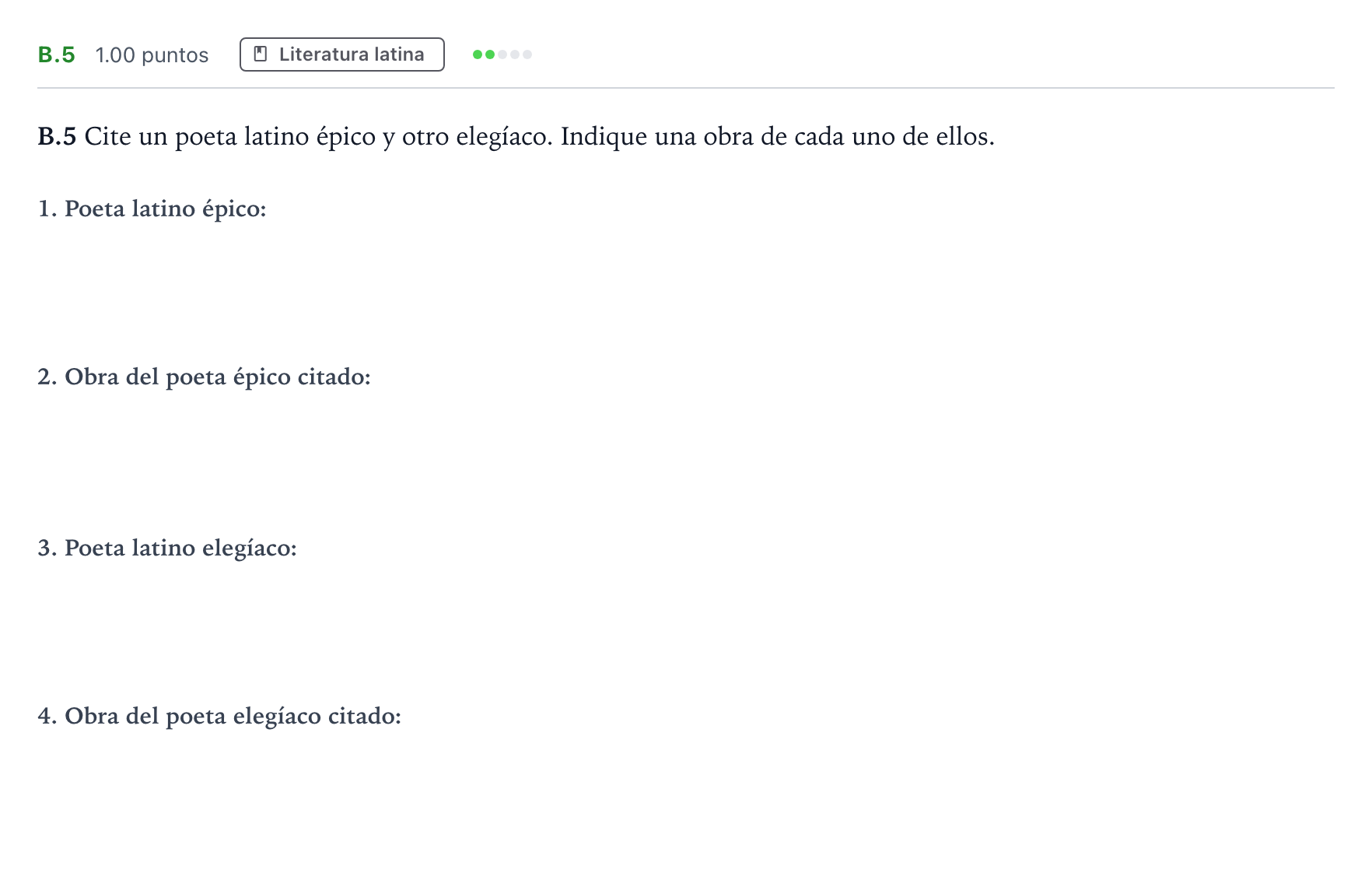 Enunciado: Ejercicio B.5 · Latín II PAU Madrid Ordinaria 2024