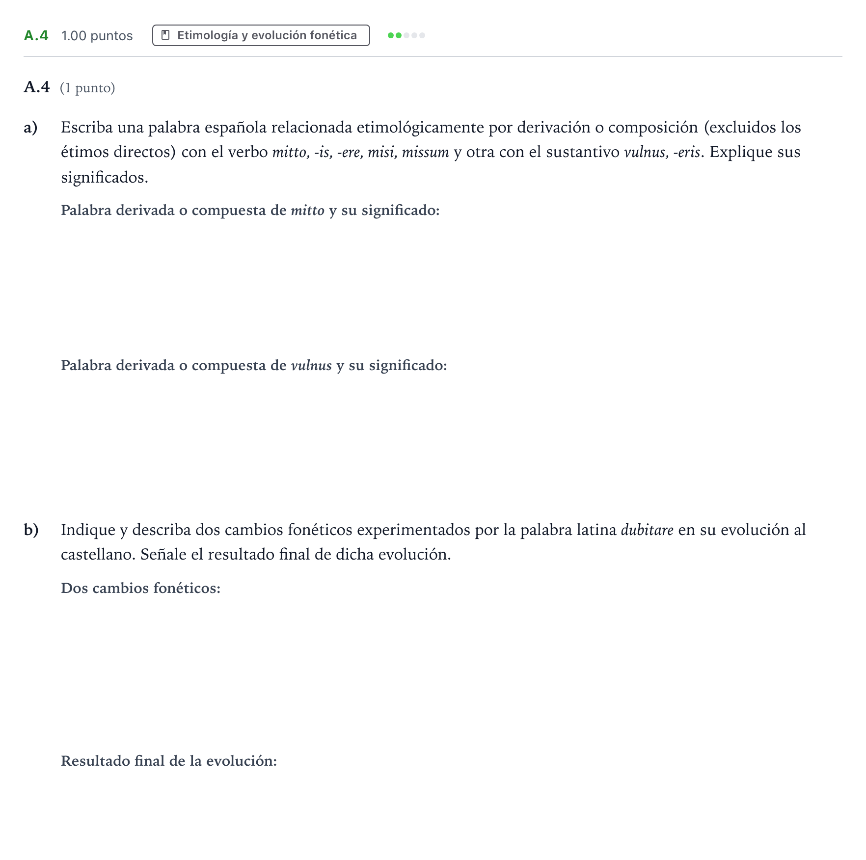 Enunciado: Ejercicio A.4 · Latín II PAU Madrid Ordinaria Coincidencias 2024