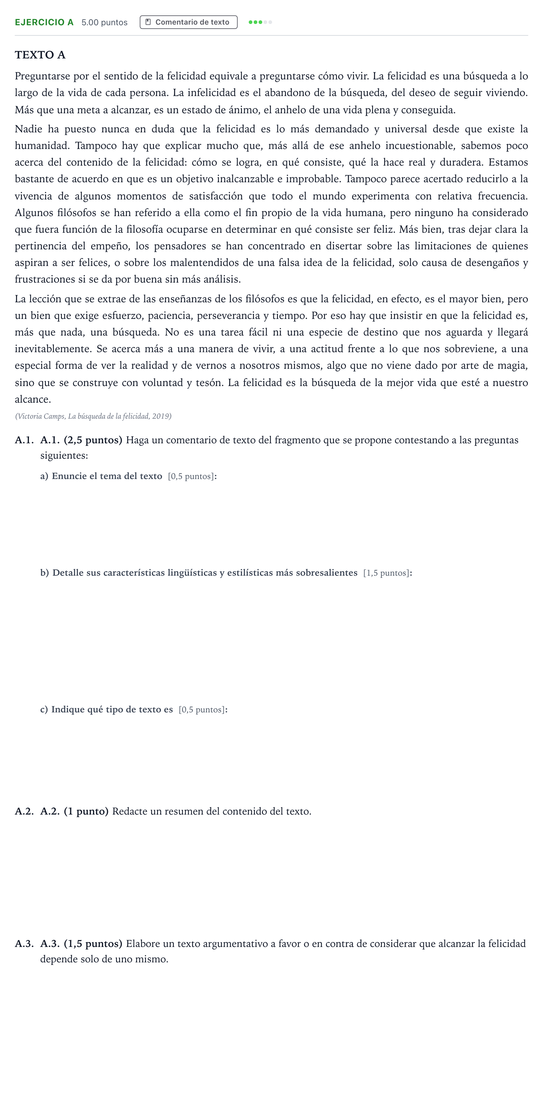 Enunciado: Ejercicio A · Lengua Castellana y Literatura II PAU Madrid Extraordinaria 2024
