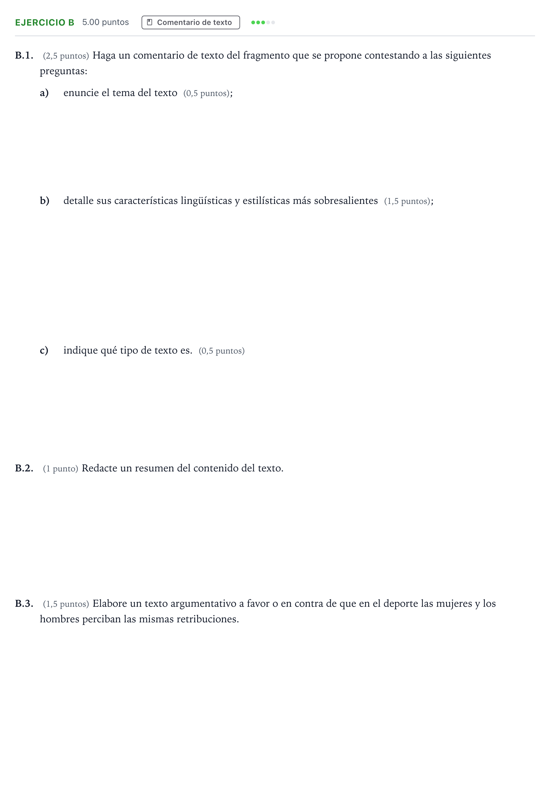 Enunciado: Ejercicio B · Lengua Castellana y Literatura II PAU Madrid Extraordinaria 2024