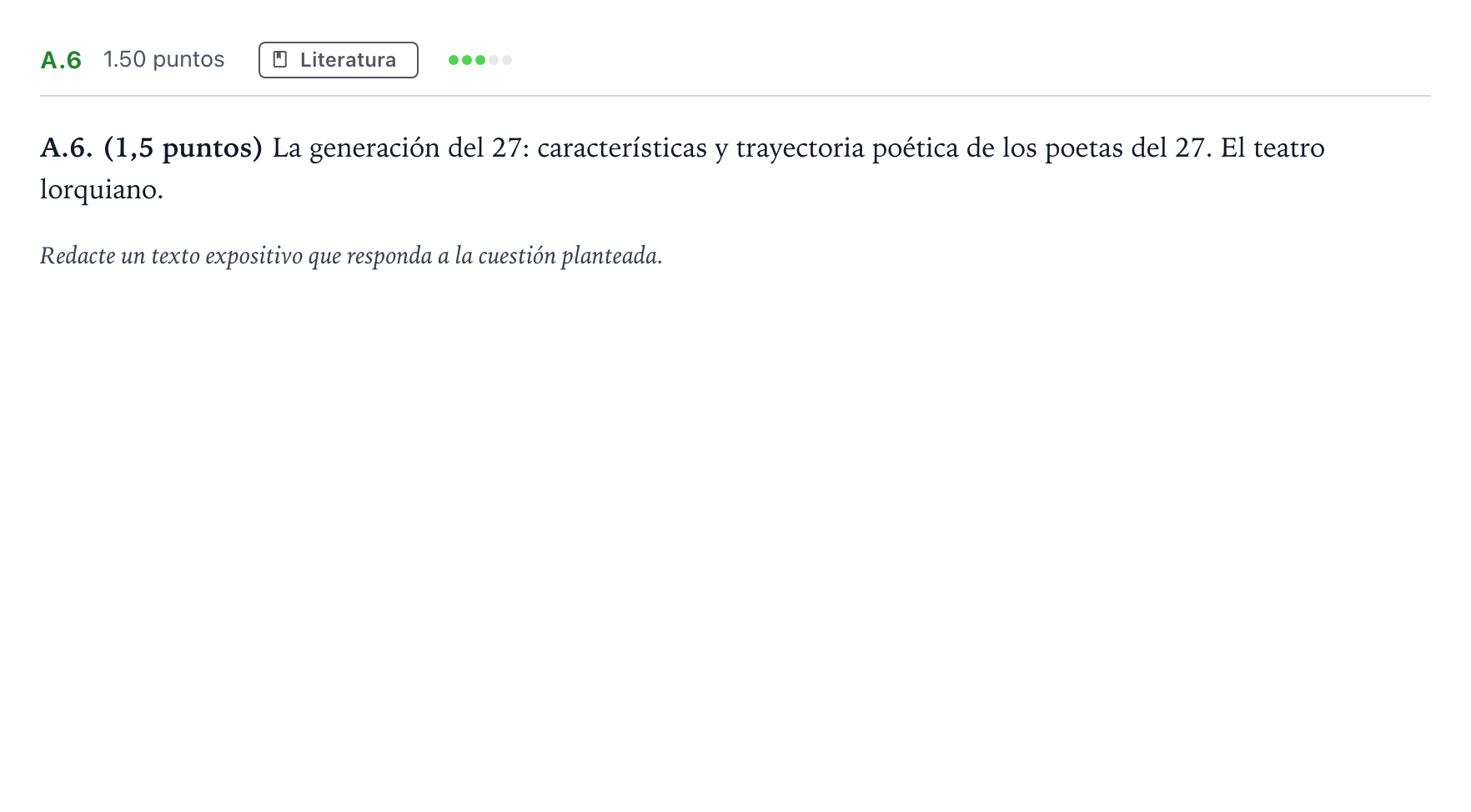Enunciado: Ejercicio A.6 · Lengua Castellana y Literatura II PAU Madrid Modelo 2024