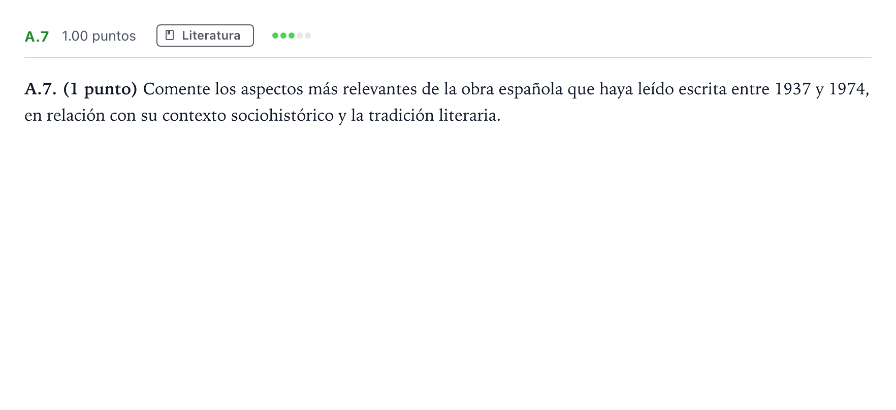 Enunciado: Ejercicio A.7 · Lengua Castellana y Literatura II PAU Madrid Modelo 2024