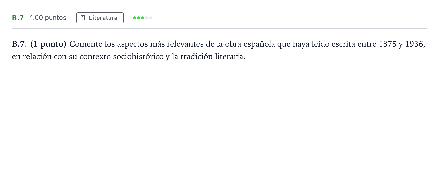 Enunciado: Ejercicio B.7 · Lengua Castellana y Literatura II PAU Madrid Modelo 2024